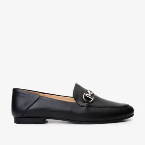Luanda Black Leather Women Flat Shoe Machine wash