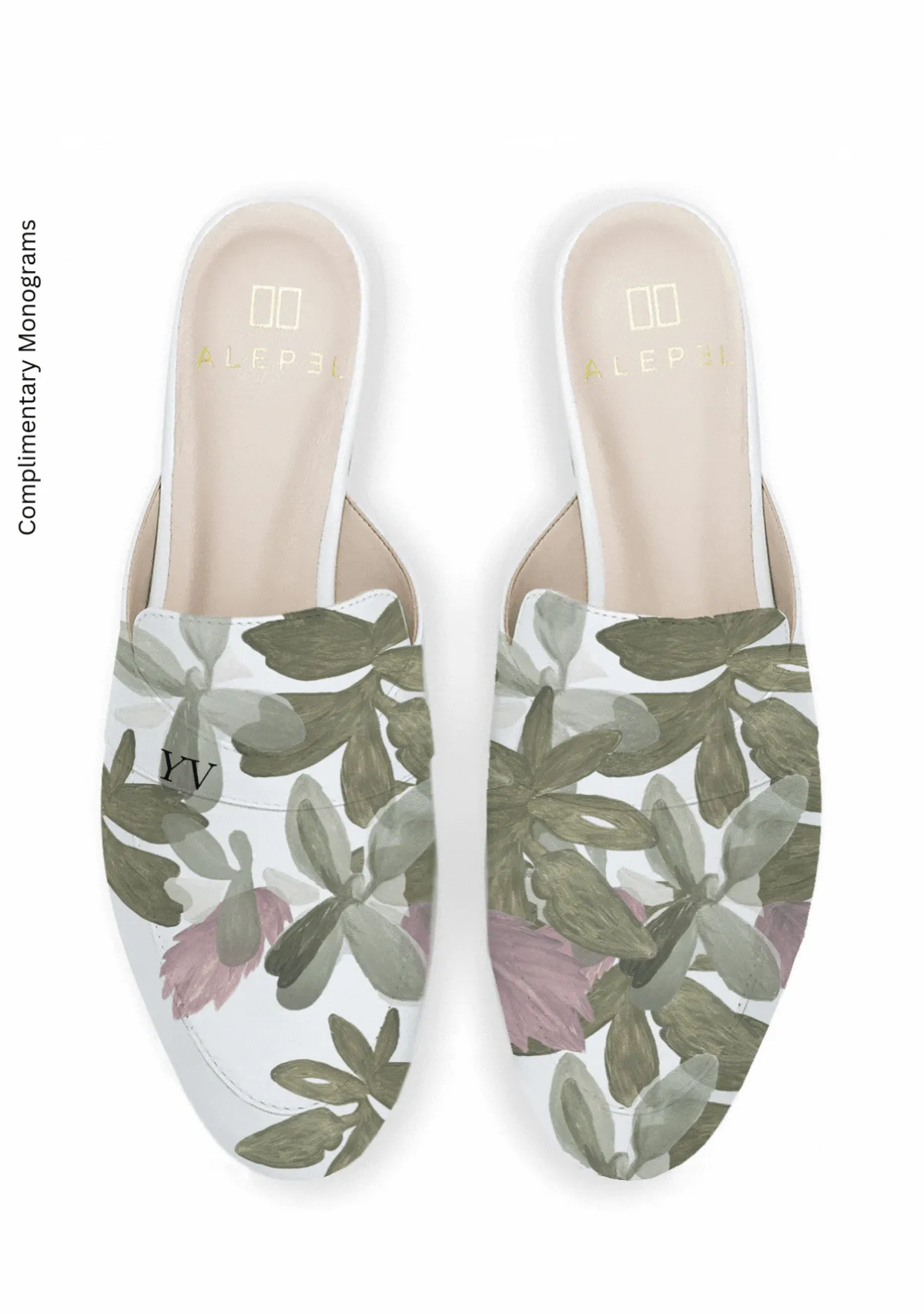 Comfortable Straps Fantasy Leaves White Mule