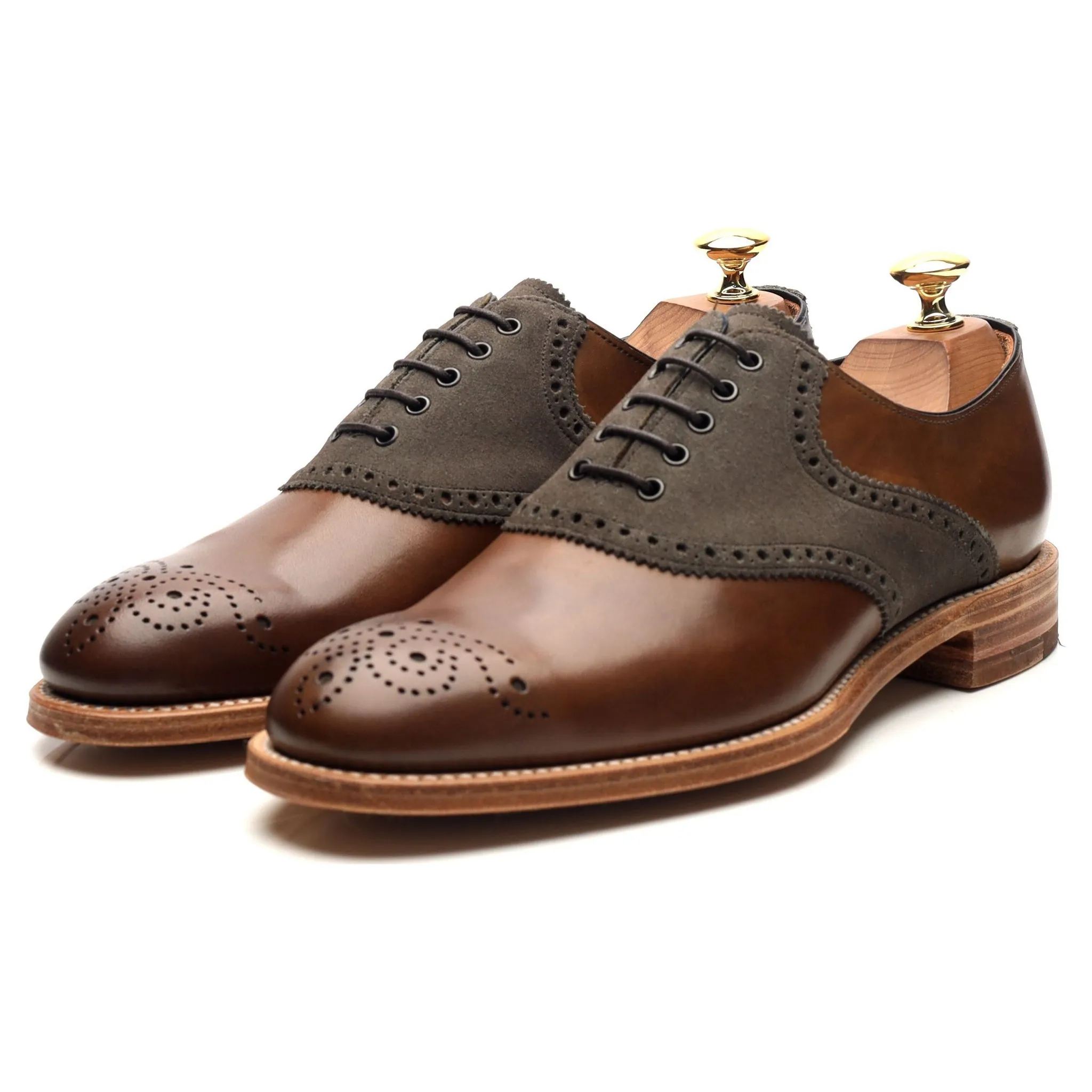 Long-Lasting Durability Footwear Innovation Herring 'Harvard ll' Brown Leather Saddle Oxford UK 6 F
