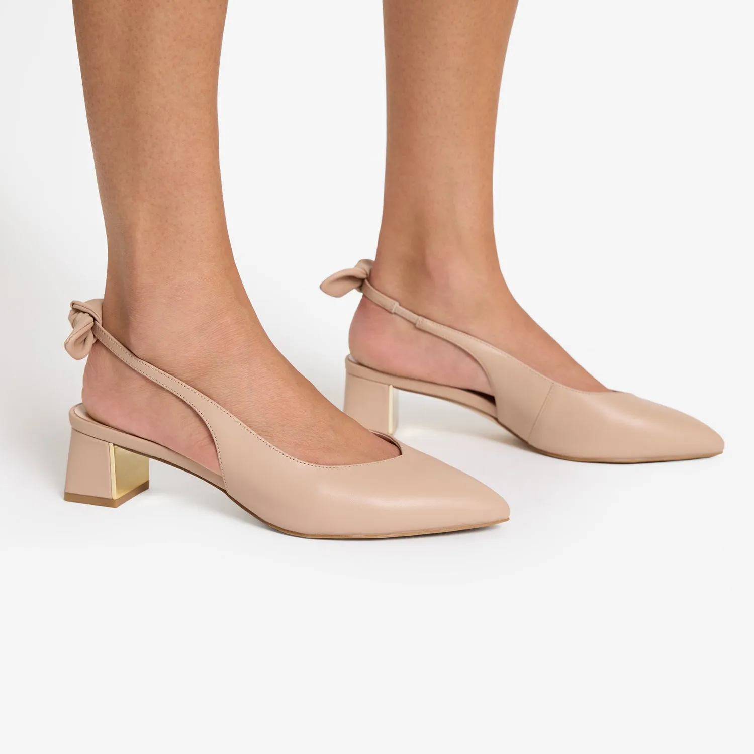Comfy Wedges Hudson Slingback Heel | Nude leather
