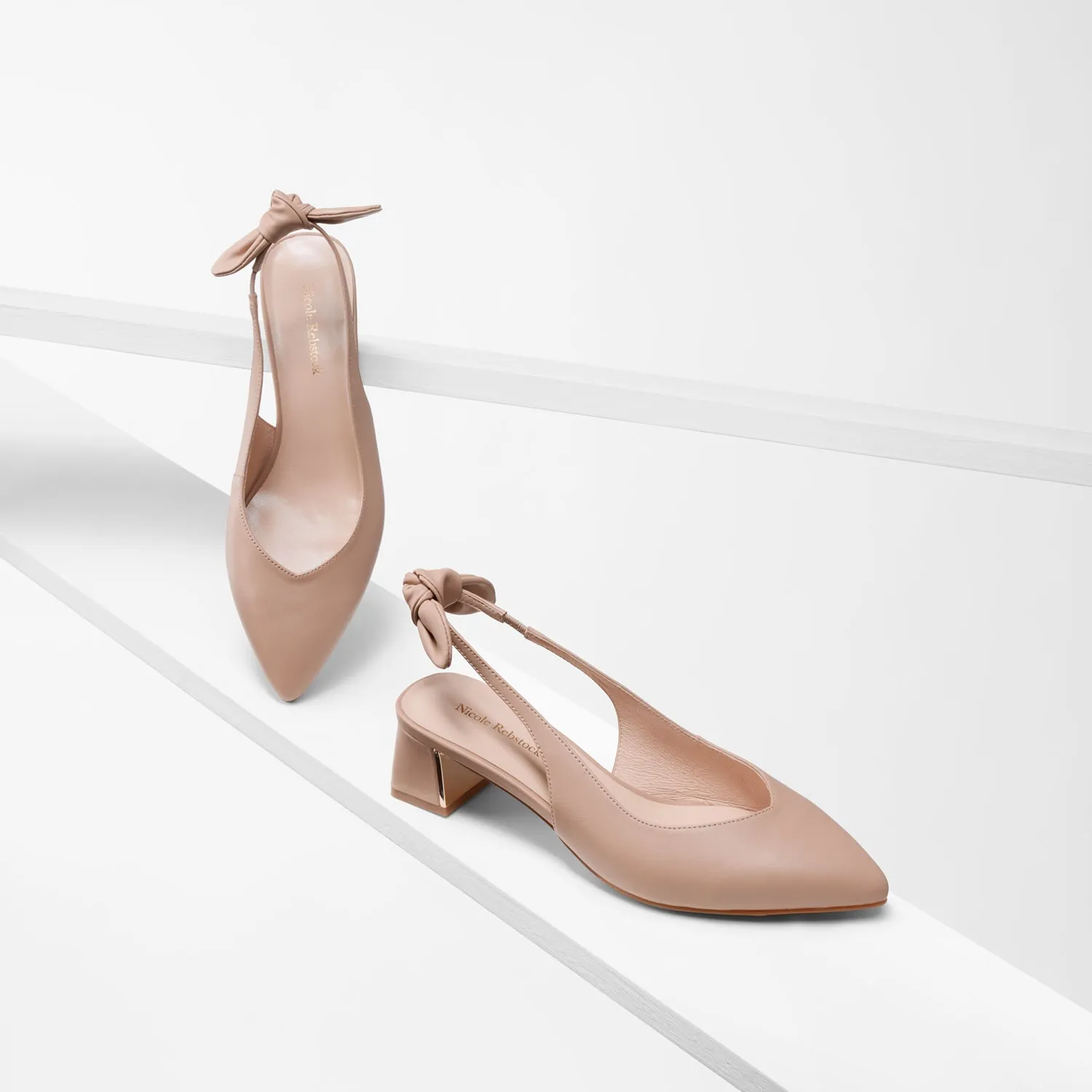 Comfy Wedges Hudson Slingback Heel | Nude leather