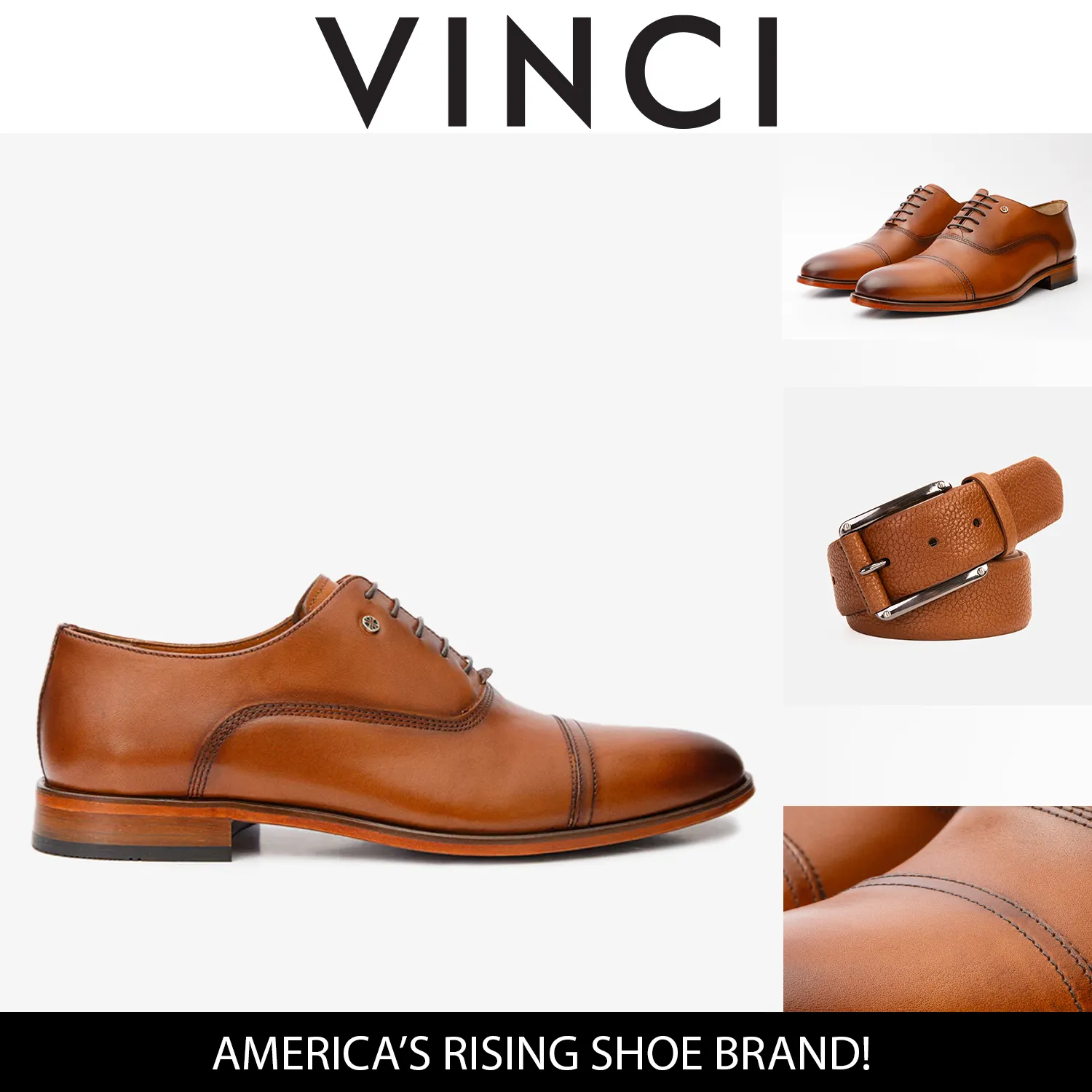 Cool-Breeze The Gambaha Tan Leather Quarter Brogue Cap Toe Oxford Men Shoe