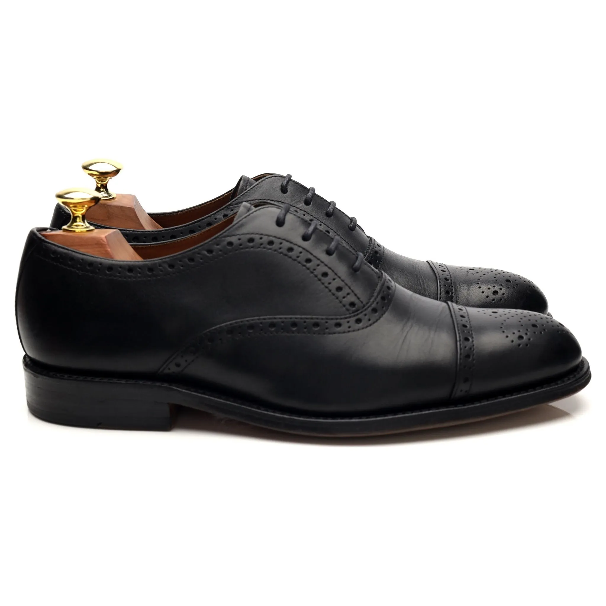 All Day Fit 'Matthew' Black Leather Oxford Semi Brogues UK 7 F