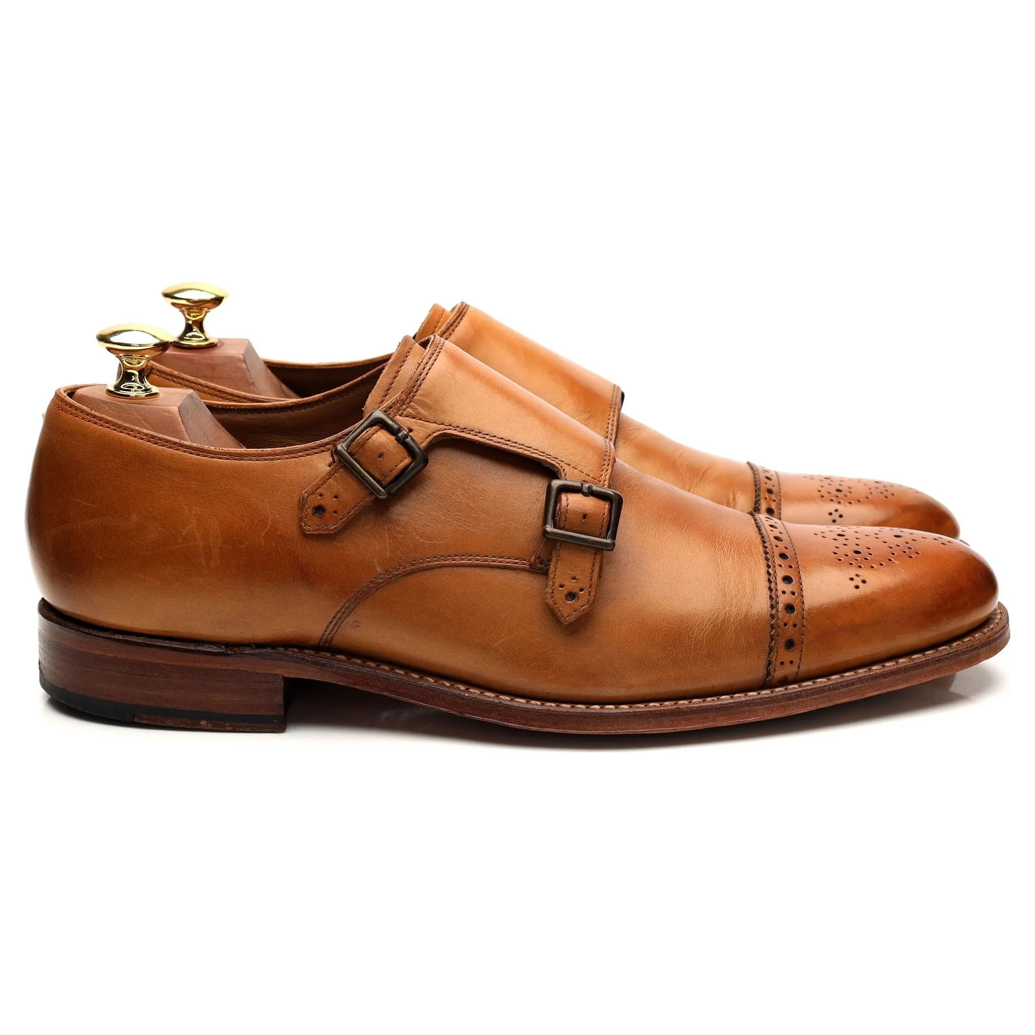 'Ellery' Tan Brown Leather Double Monk Strap UK 8 F City Life