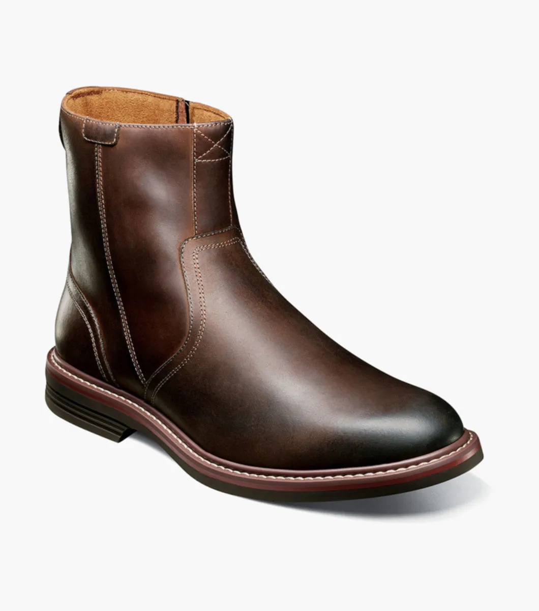Crisp Look Norwalk Plain Toe Side Zip Boot-Brown CH| Florsheim