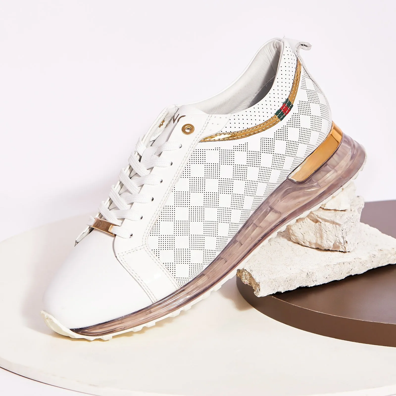 cross-training The Cenova White & Gold Leather Men Sneaker