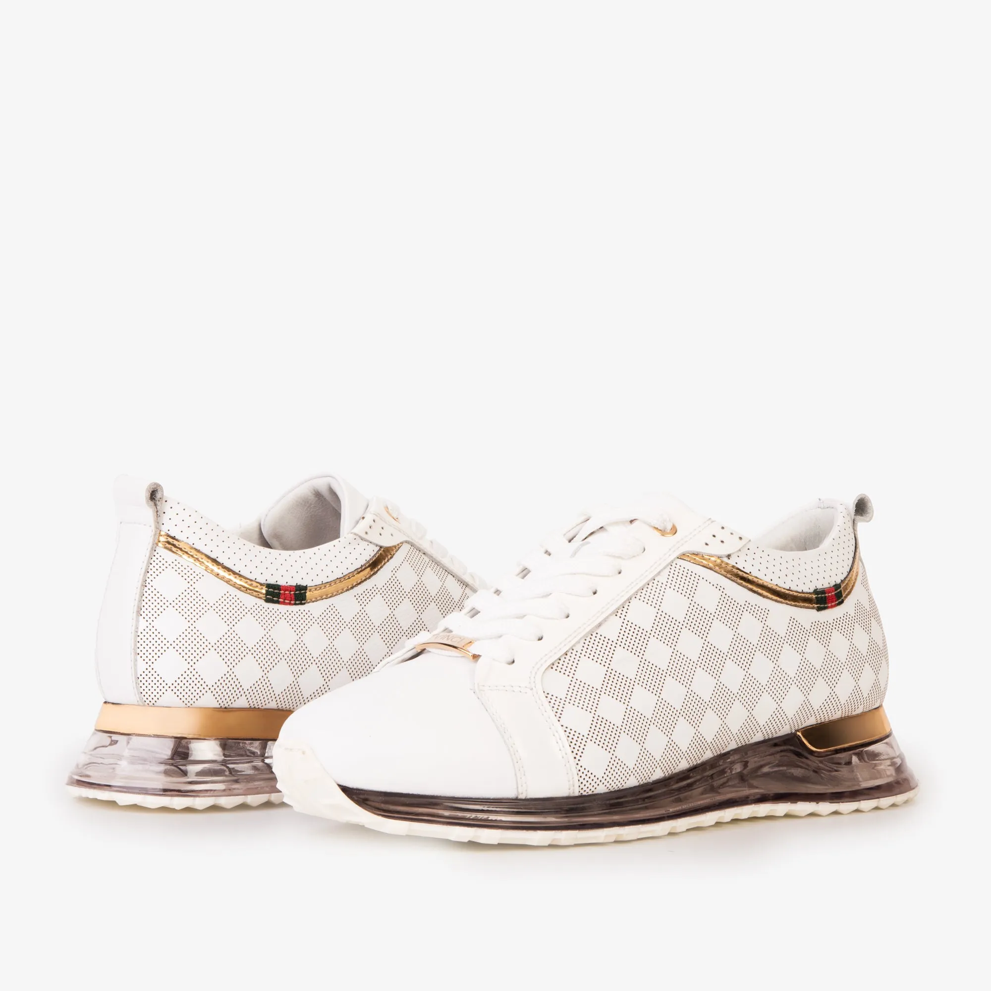 cross-training The Cenova White & Gold Leather Men Sneaker