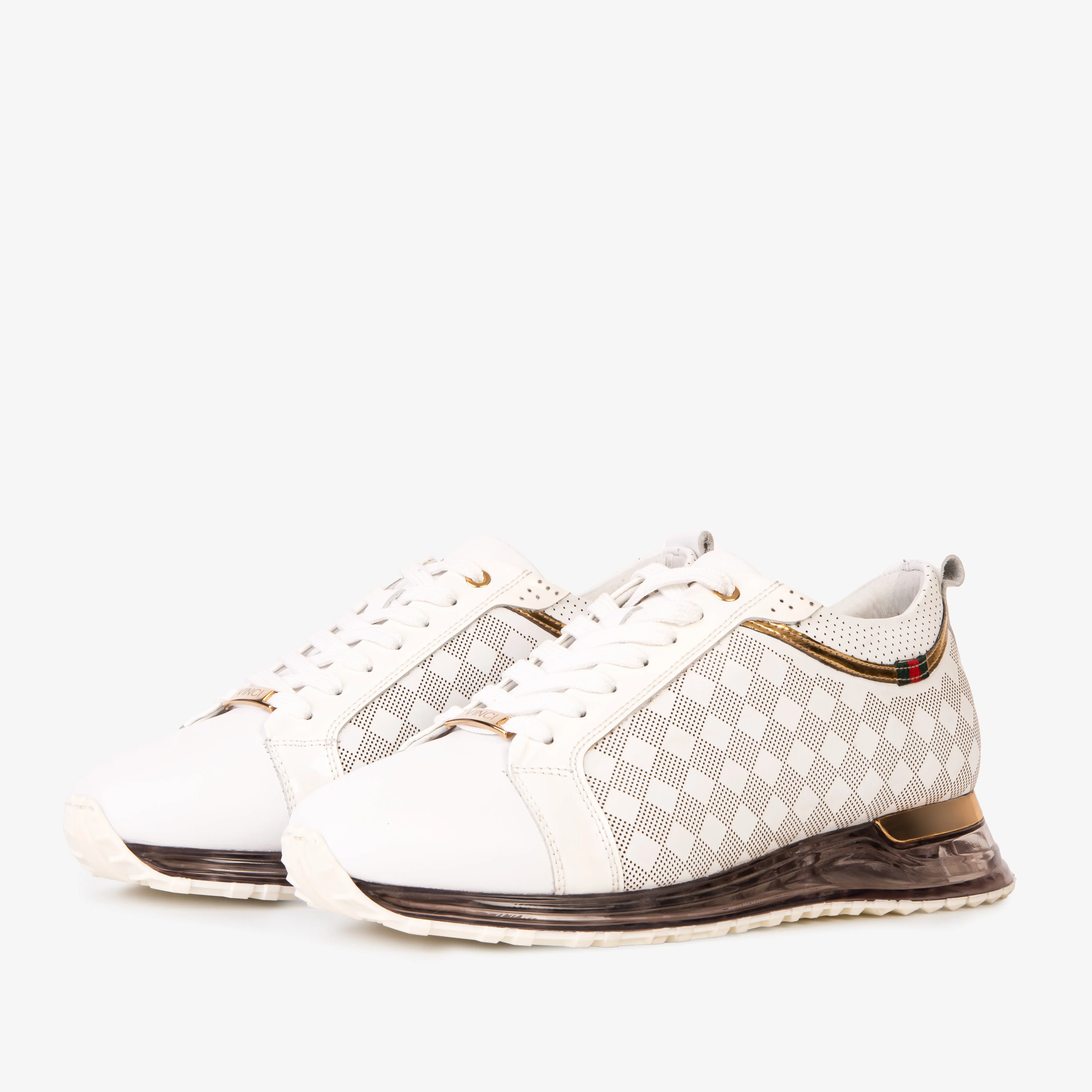 cross-training The Cenova White & Gold Leather Men Sneaker