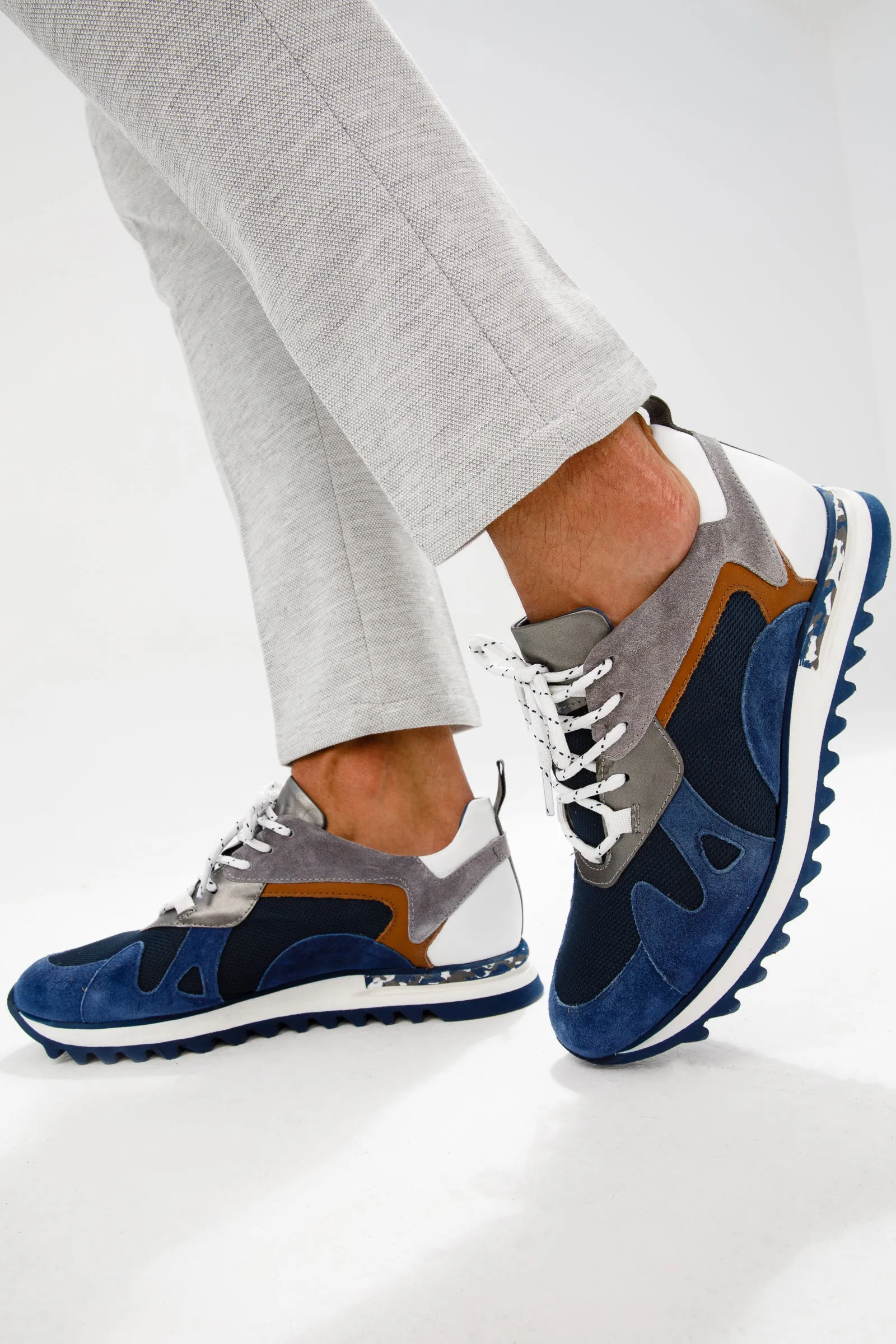 Crystal-Core The Tyler Blue Leather Men Sneaker