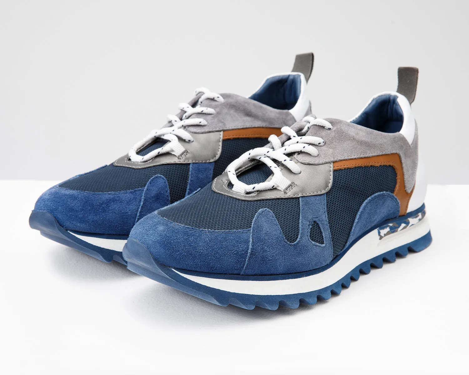 Crystal-Core The Tyler Blue Leather Men Sneaker