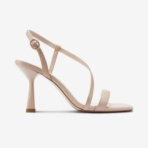 Gabby Sandal Heel | Nude Leather High Heel Shoes Peep Toe Sandals