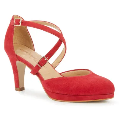 Custom Heels Pammy Platform Heel: Red Suede I Walking Cradle