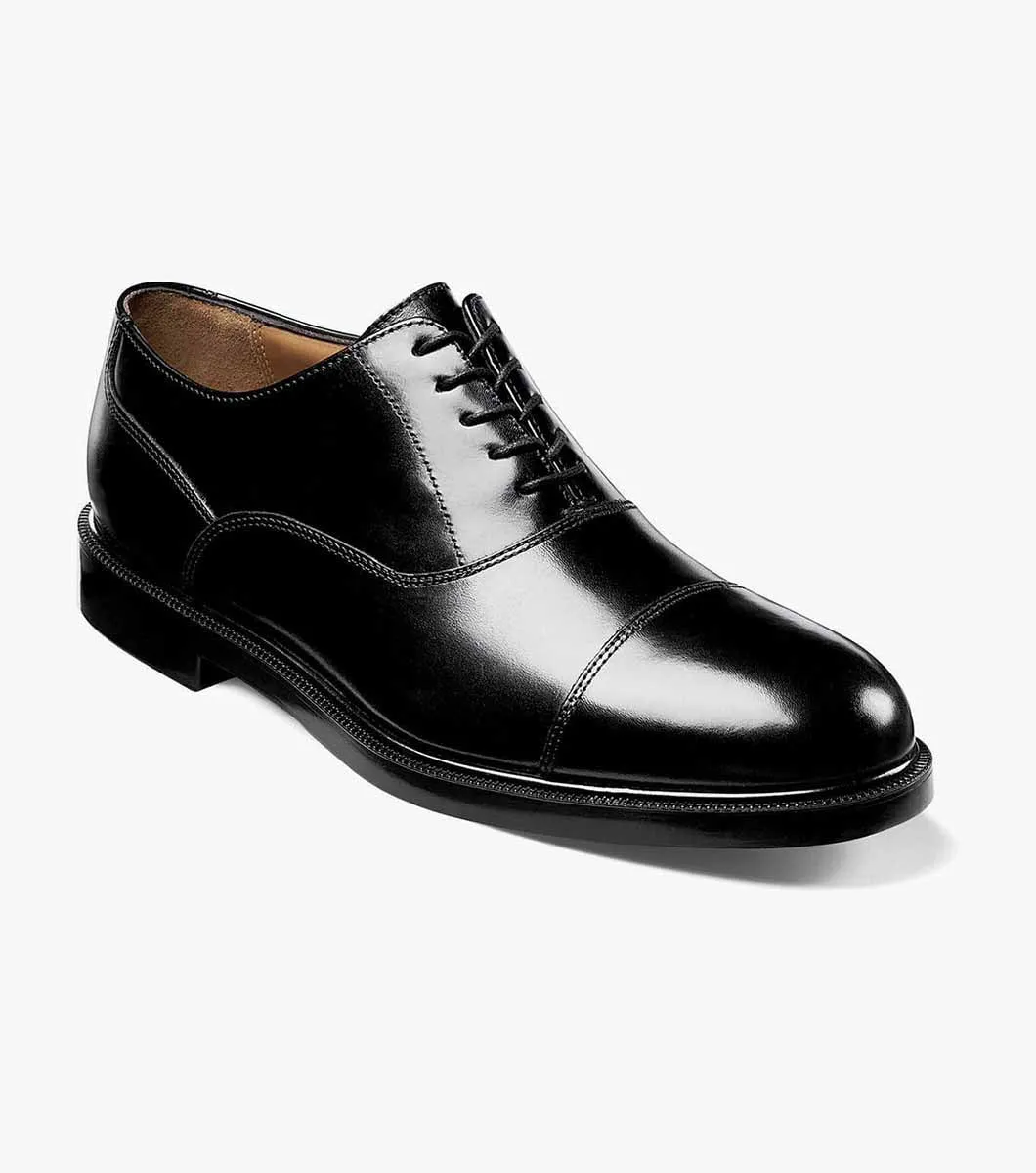 Dailey Cap Toe Oxford-Black | Florsheim Luxury Brogues