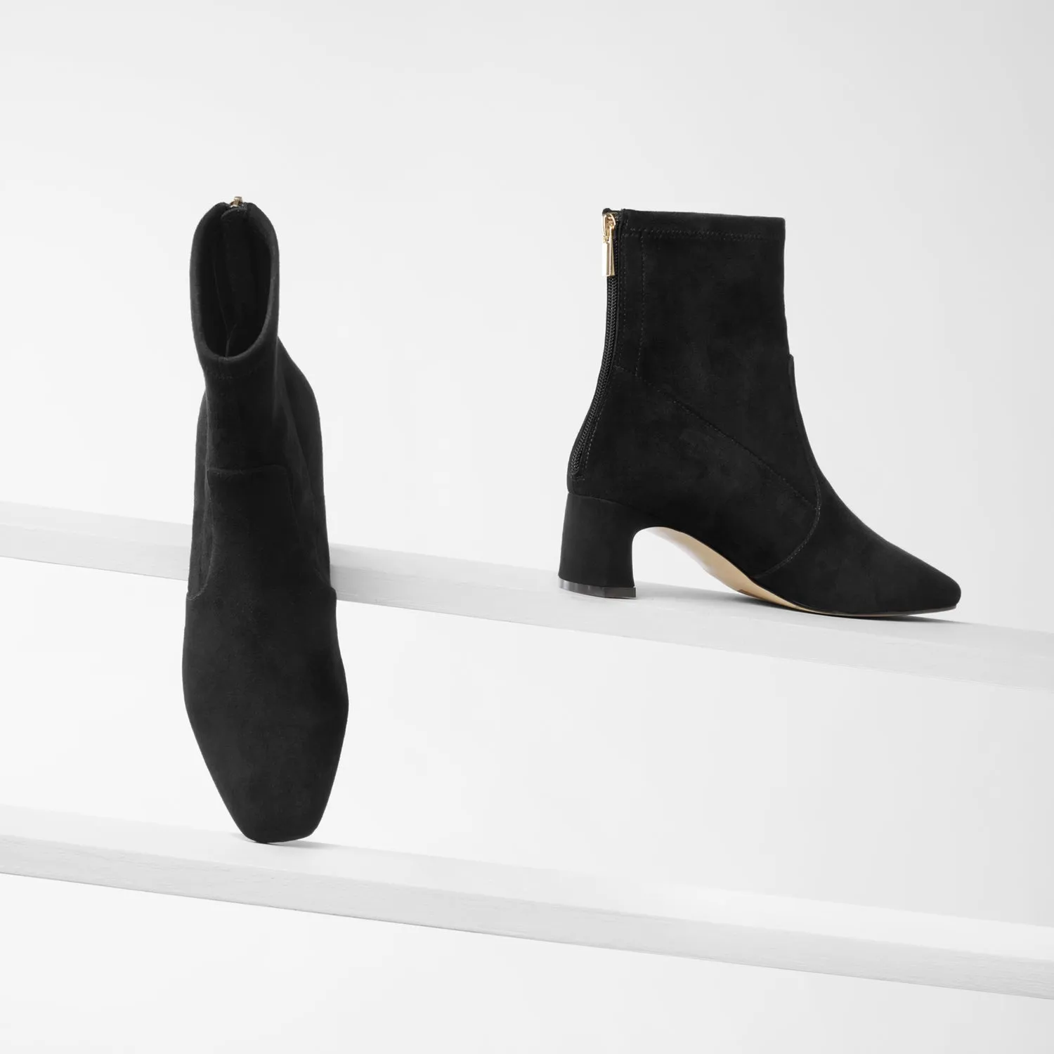 Demi Ankle Boot | Black suede Retro Heels