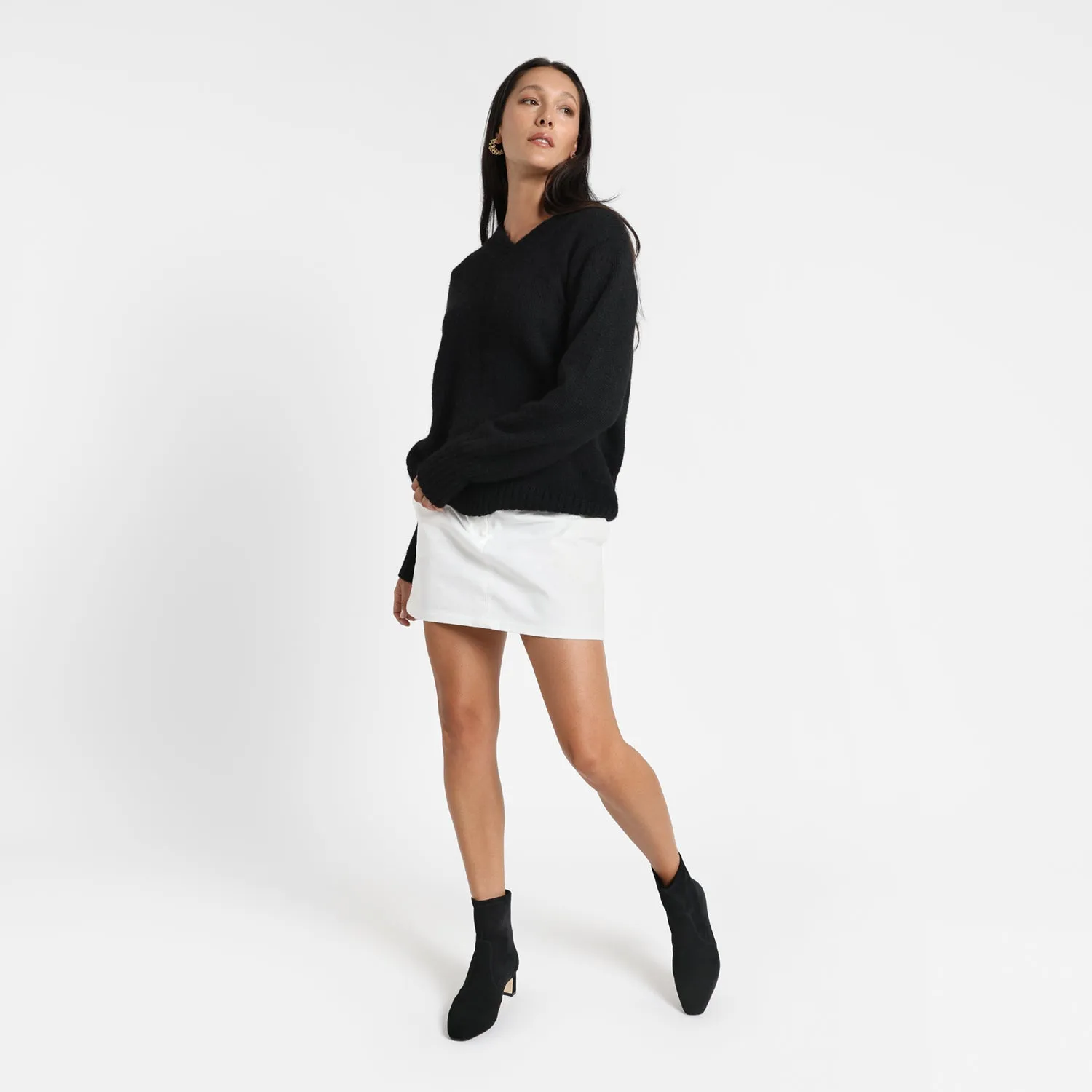 Demi Ankle Boot | Black suede Retro Heels