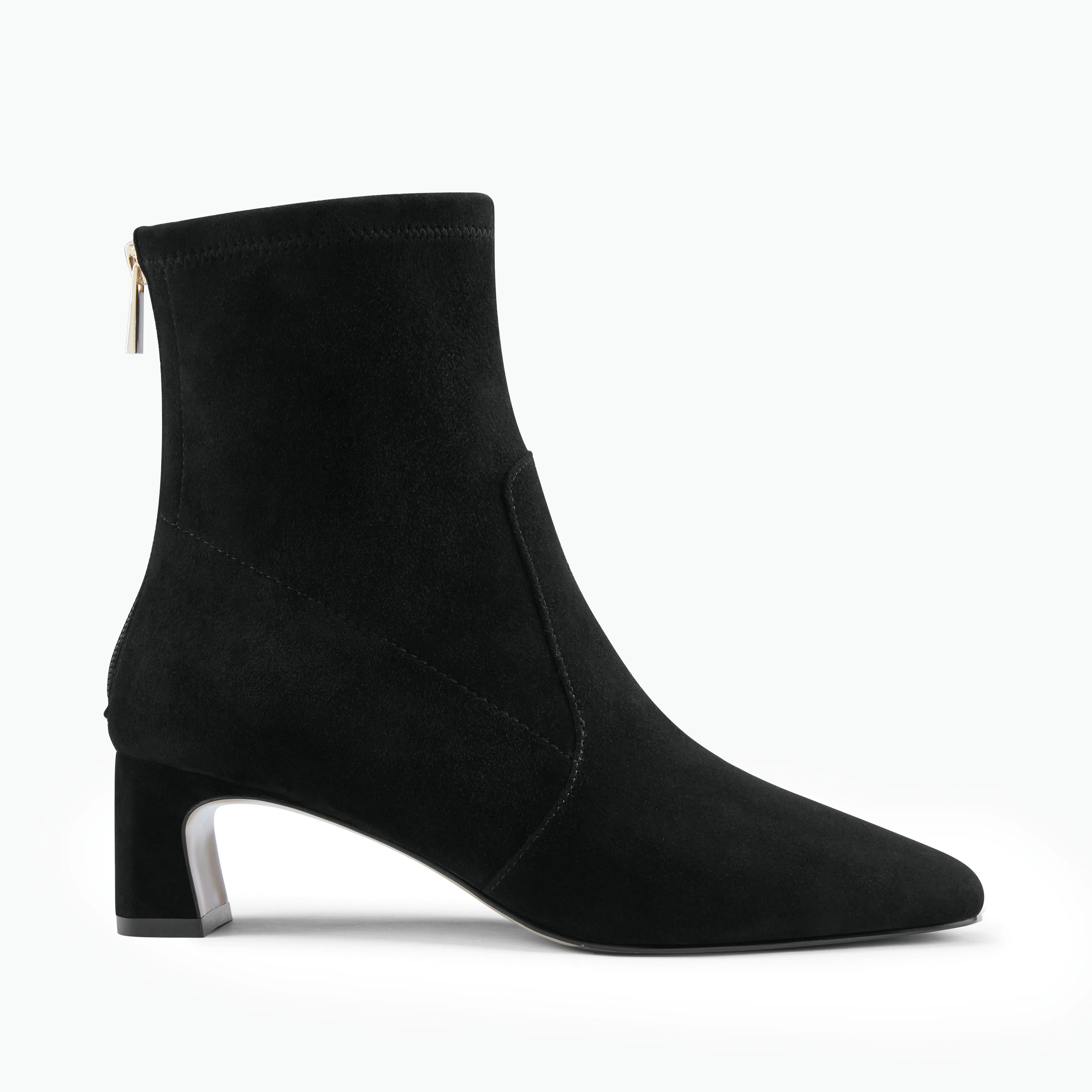 Casual Platform Heels Demi Ankle Boot | Black suede