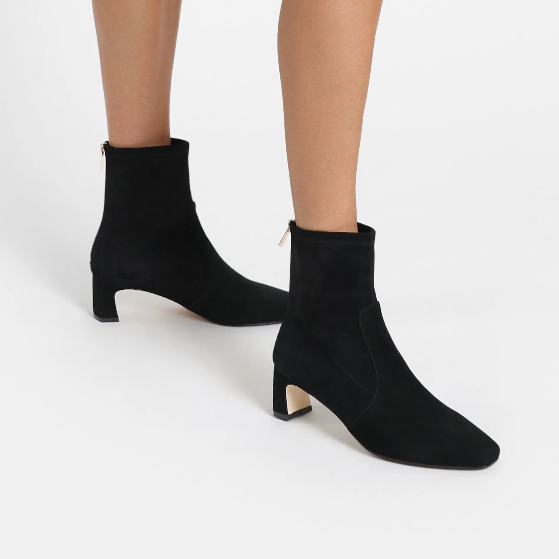 Demi Ankle Boot | Black suede Retro Heels