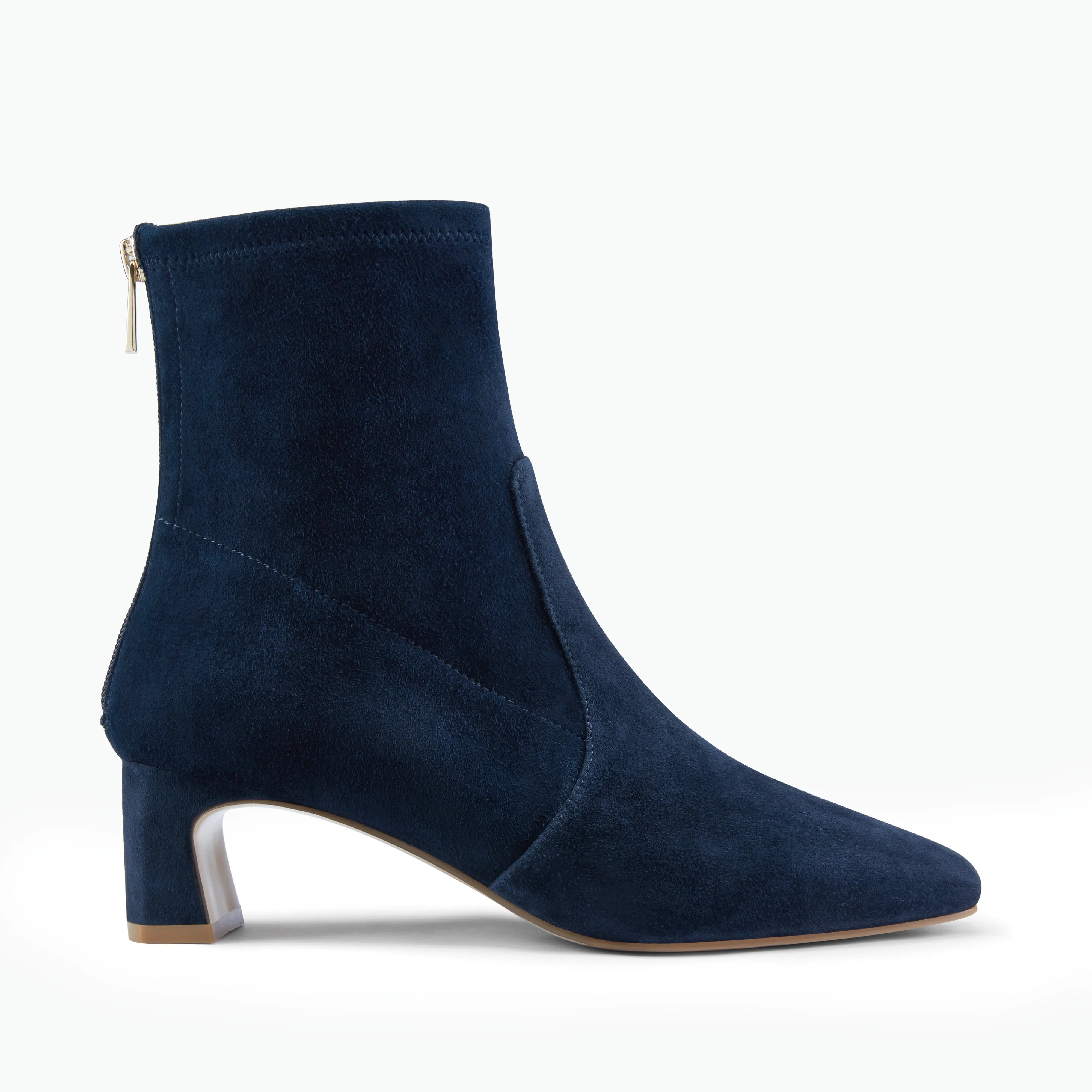 Glamorous Heeled Boots Winter Pumps Demi Ankle Boot | Navy suede