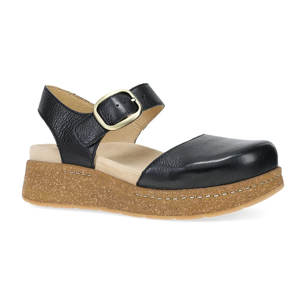 Dansko Brynlee Womens Shoes Black Waxy Milled