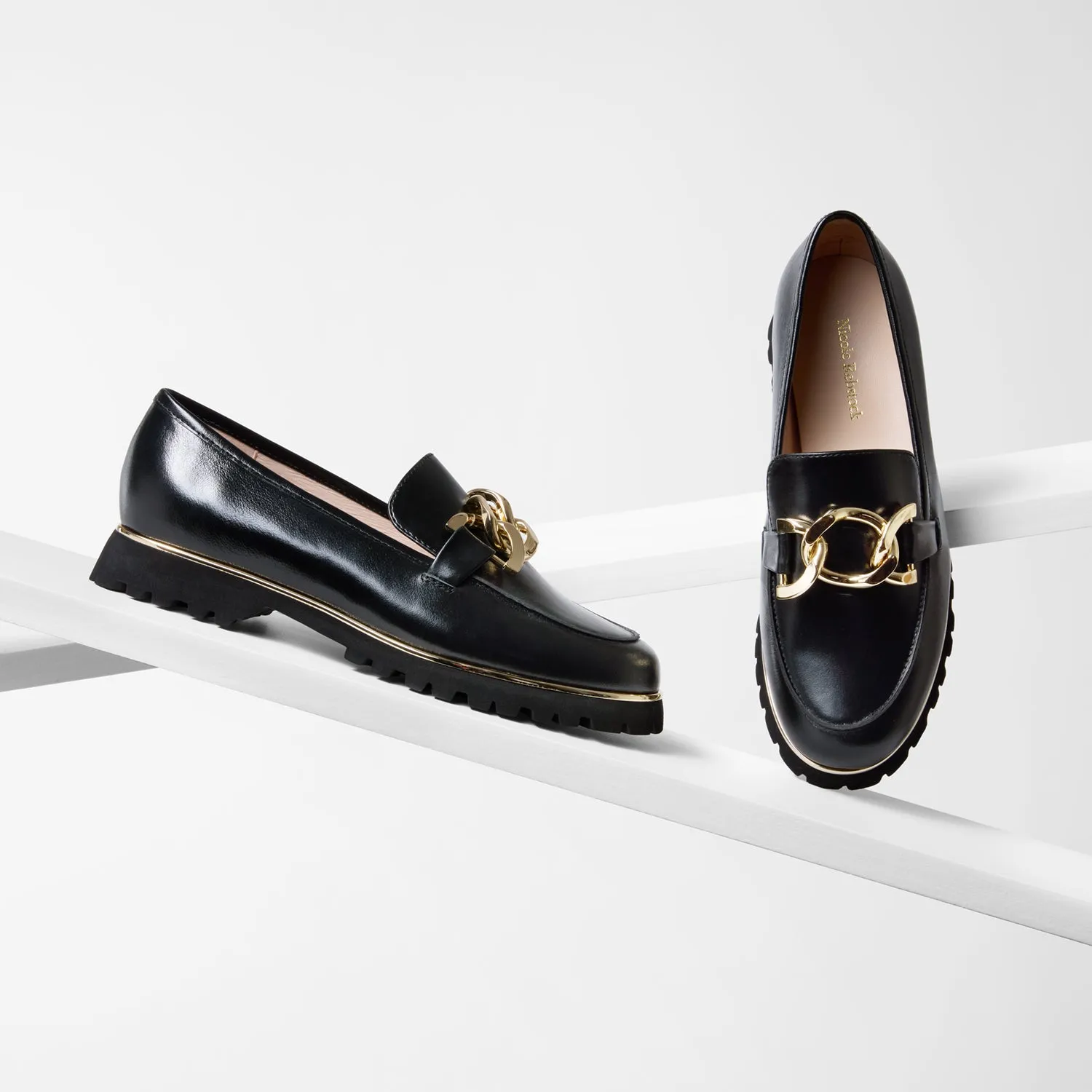 Diago Loafer | Black Leather Minimal Step Edge Walk