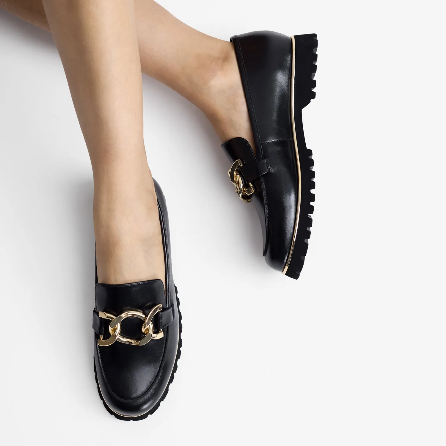 Diago Loafer | Black Leather Minimal Step Edge Walk