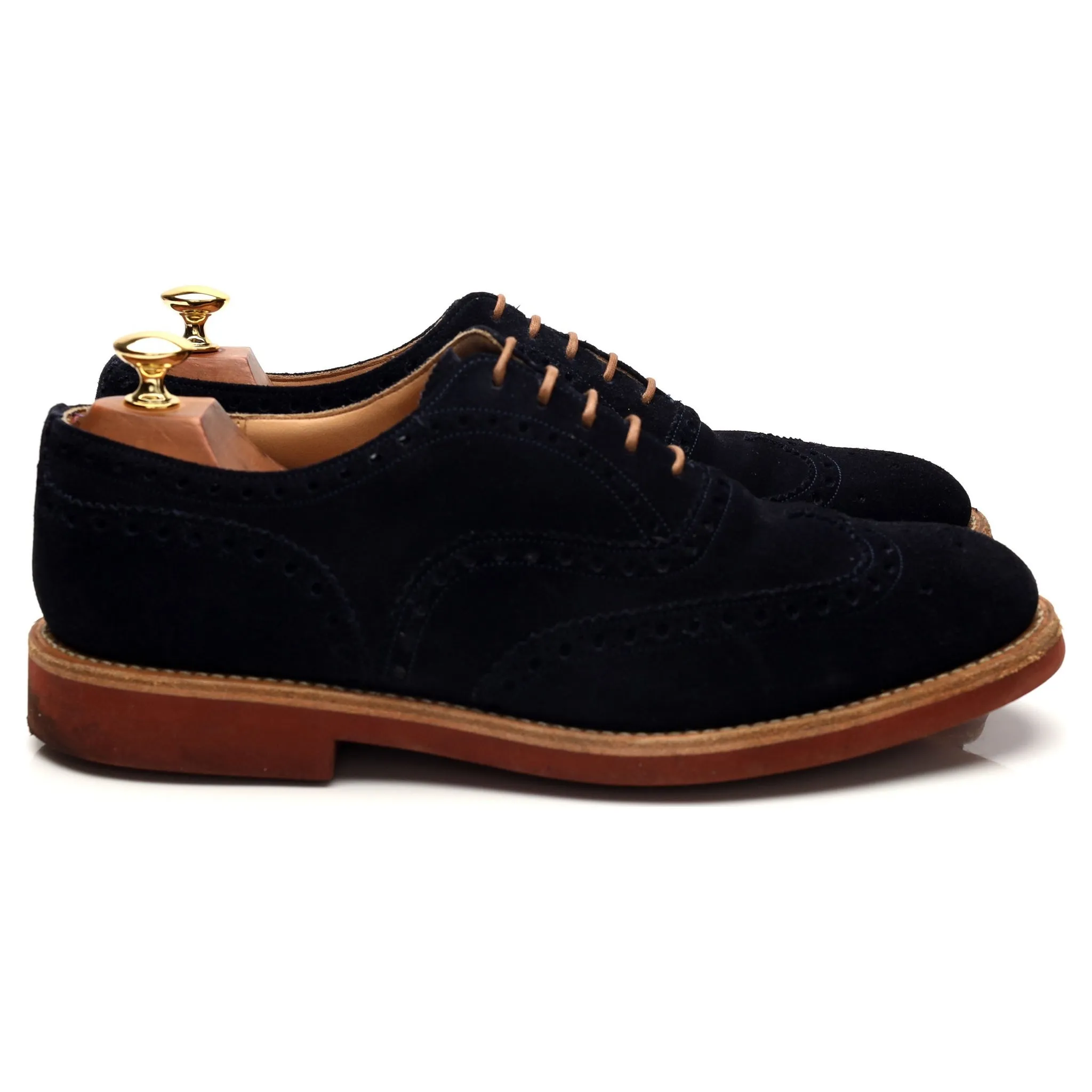 'Downton' Navy Blue Suede Oxford Brogues UK 9 G Timeless Walk Elegant Comfort