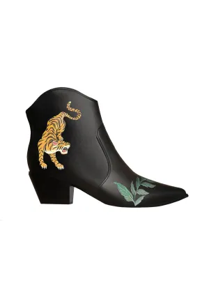 Jungle Tiger Black Cowboy Boot Durable Construction Functional