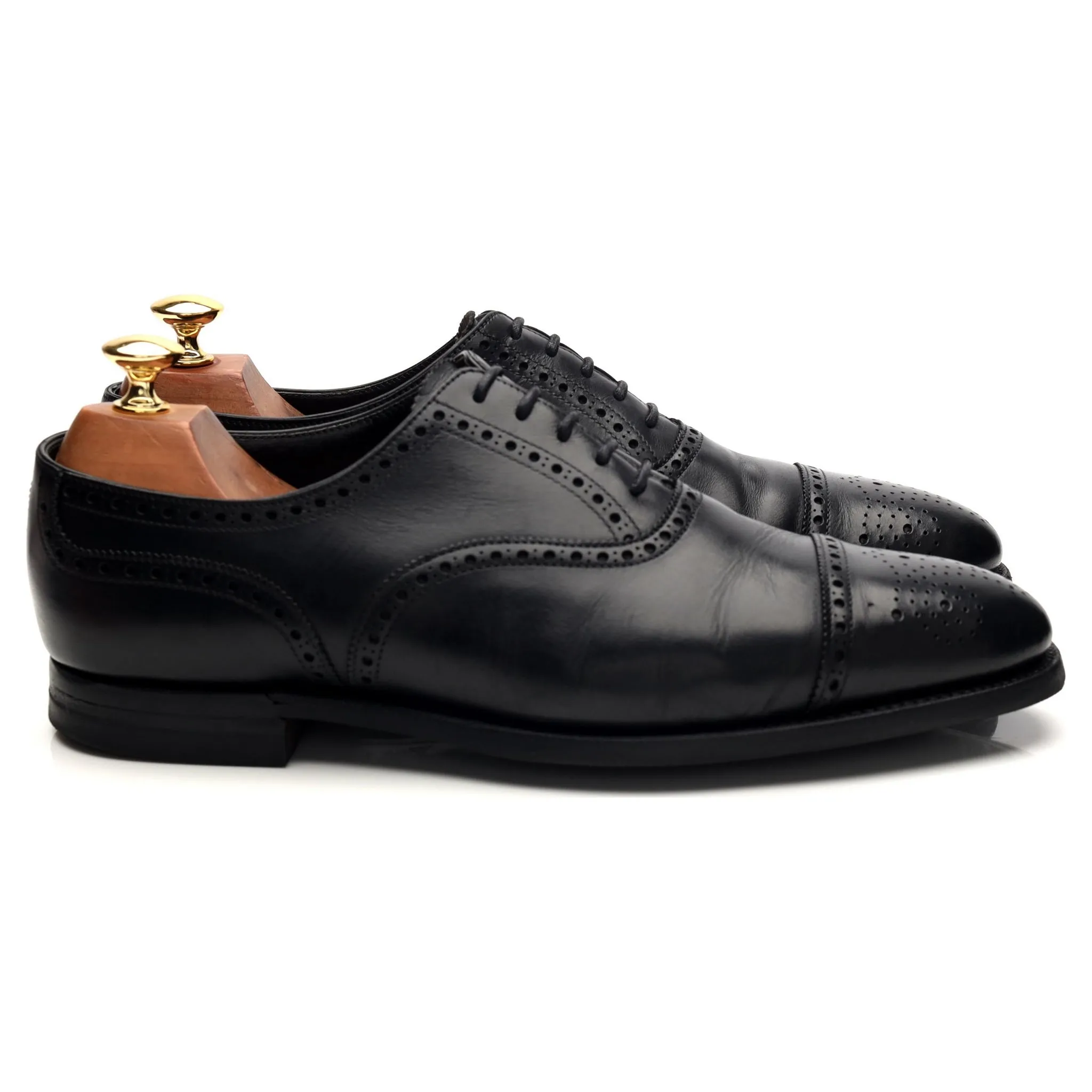 Foster & Son 'Sandringham' Black Leather Oxford Brogues UK 7.5 E Outdoor Style Smart Step