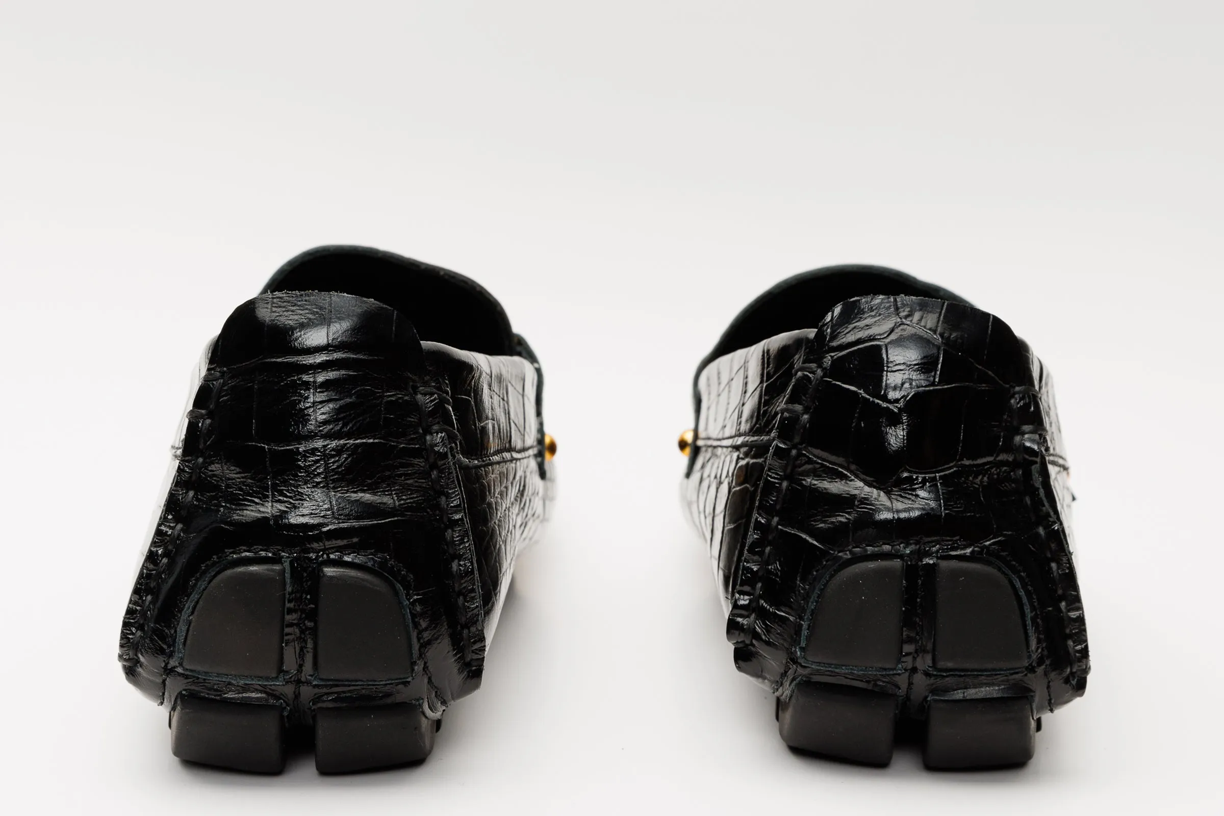 Durable elegance The Pisa Black Leather Bit Drive Loafer Men Shoe