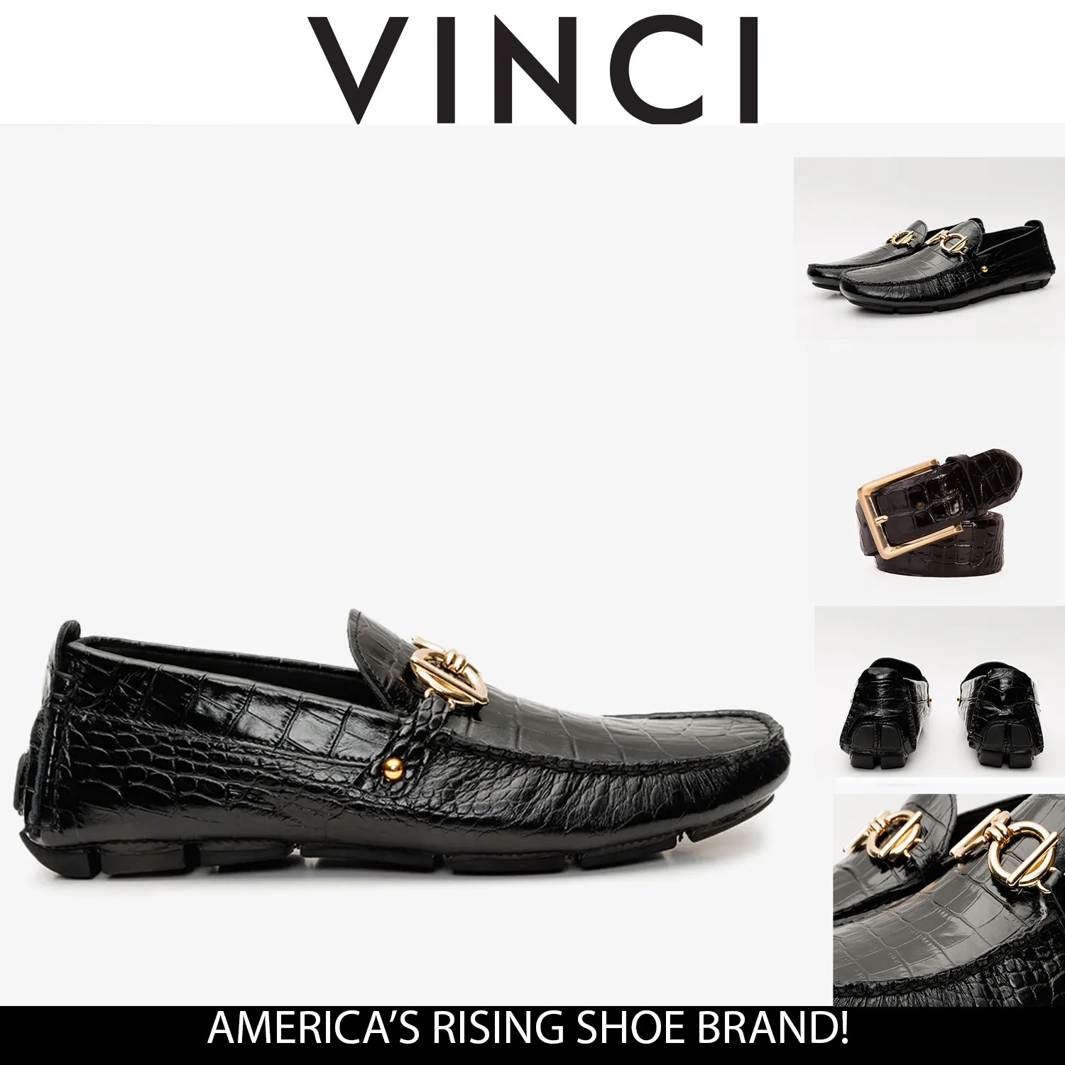Durable elegance The Pisa Black Leather Bit Drive Loafer Men Shoe