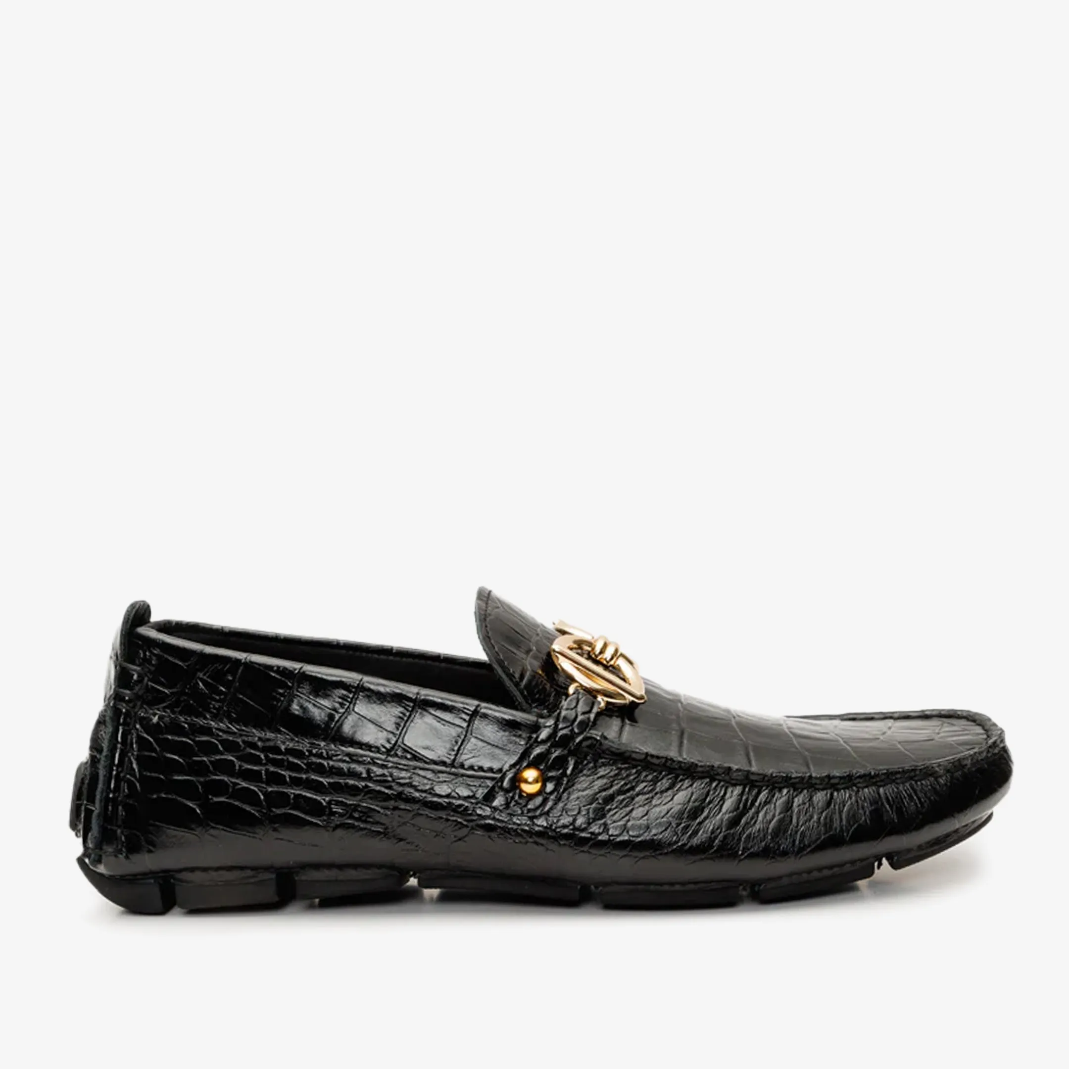 Everyday Comfort All-day Traction The Pisa Black Leather Bit Drive Loafer Men Shoe