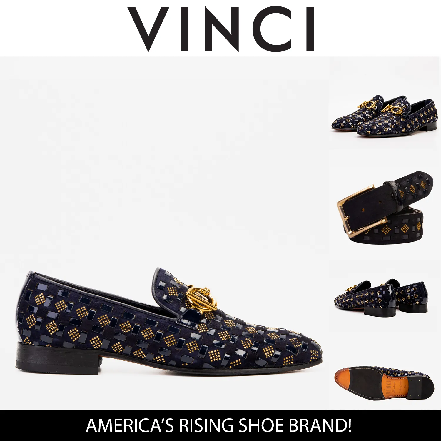 Durable Material The Vicino Shoe Navy Blue Bit Dress Loafer Men Shoe