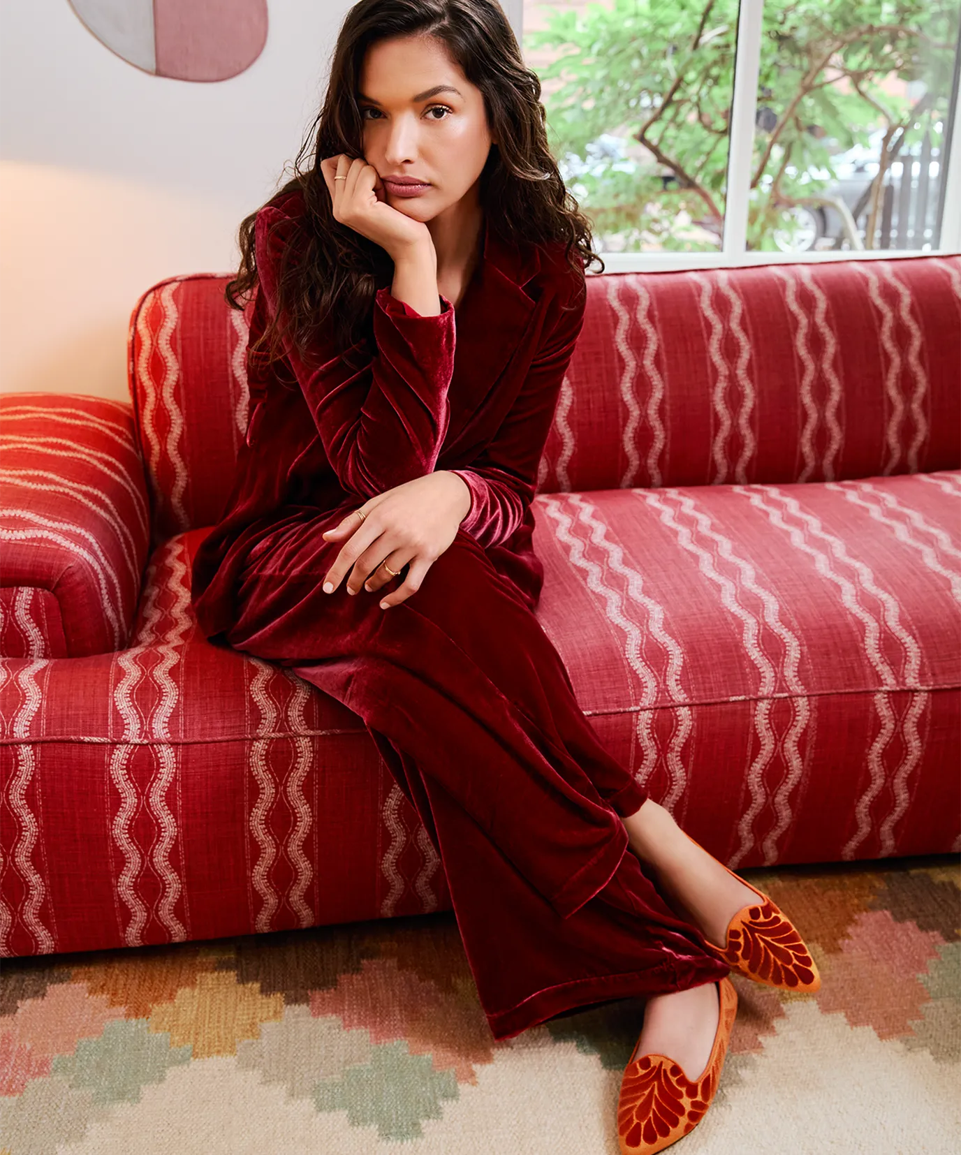 Durable Performance The Sparrow - Marigold Velvet Embroidery