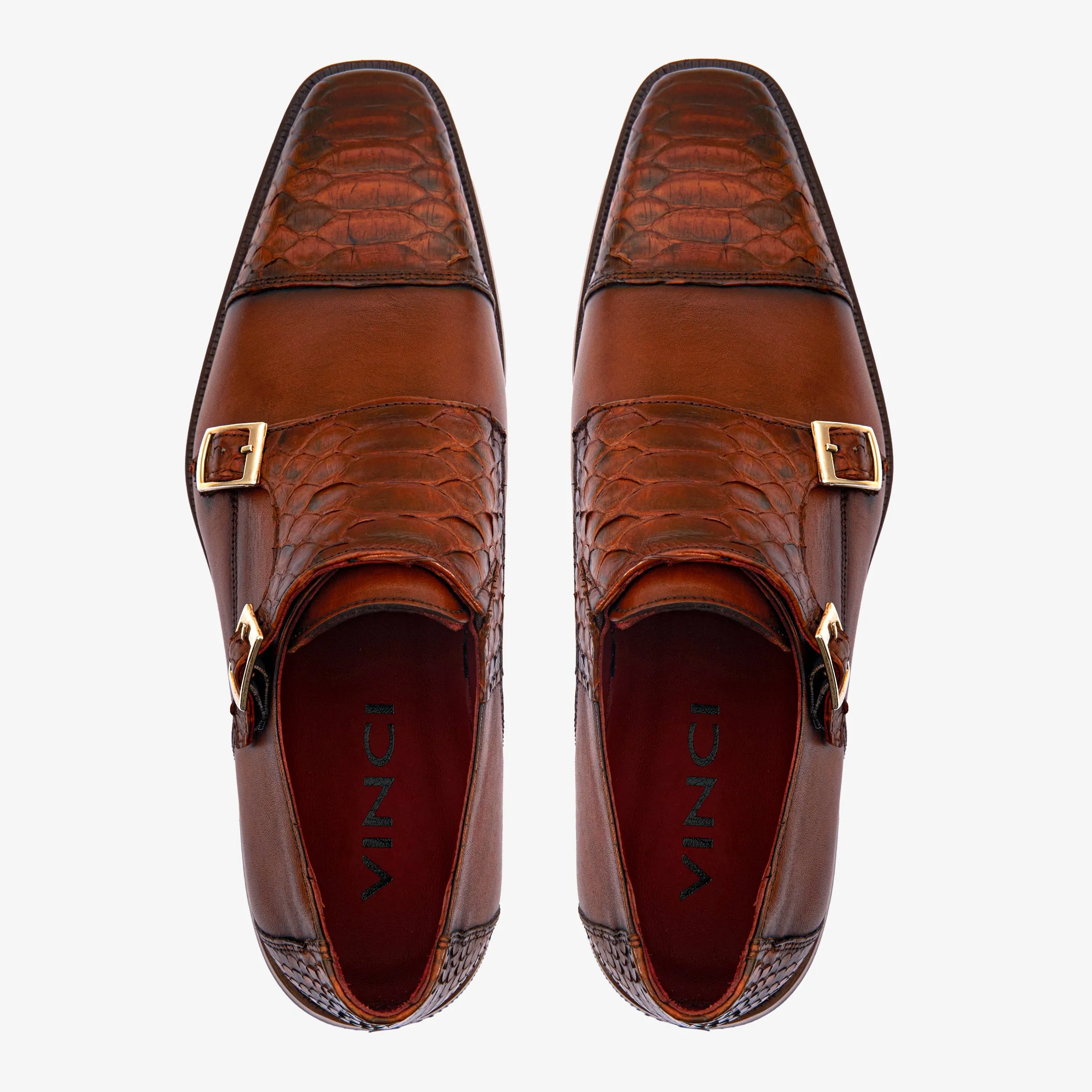 Dynamic The Bishkek Tan Leather Cap Toe Double Monk Strap Men  Shoe
