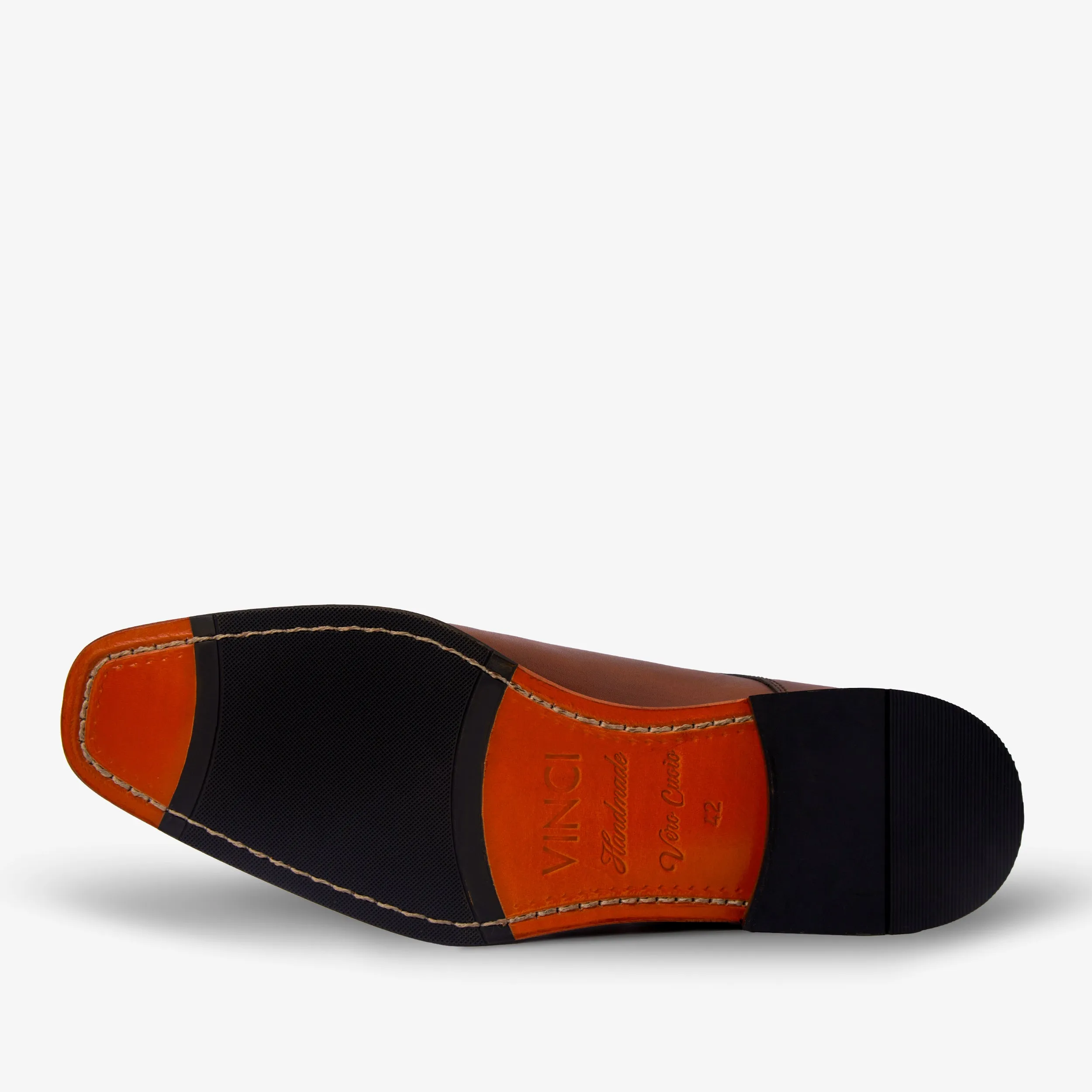 Dynamic The Bishkek Tan Leather Cap Toe Double Monk Strap Men  Shoe