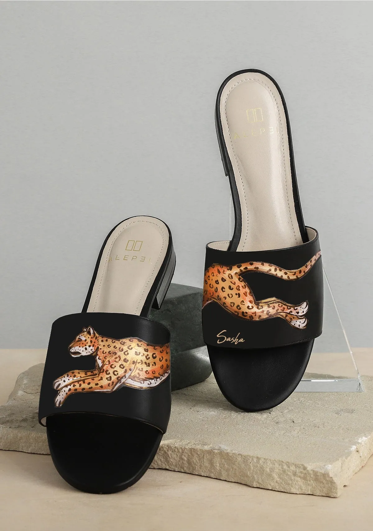 Easy Fit Leopard Black Slide