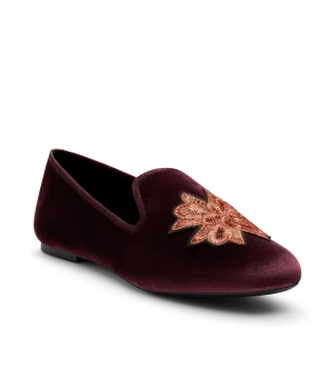 Driving Moccasins The Starling - New Bordeaux Velvet Embroidery
