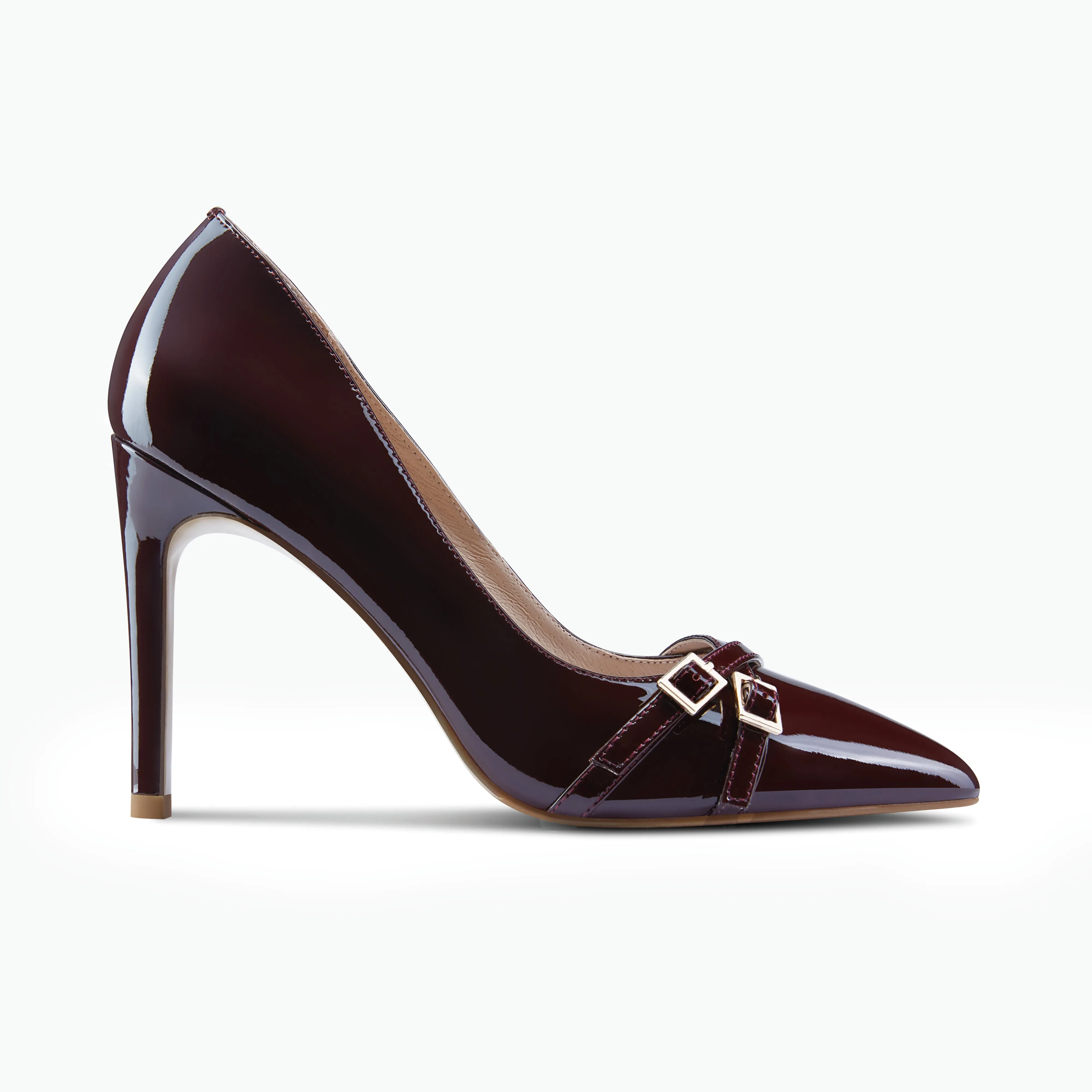 Pointed Pumps elegant design Nash Heel | Pinot Noir Patent