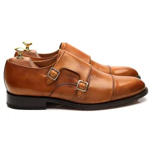 All Day 'Tunstall' Tan Brown Leather Double Monk Strap UK 8 F