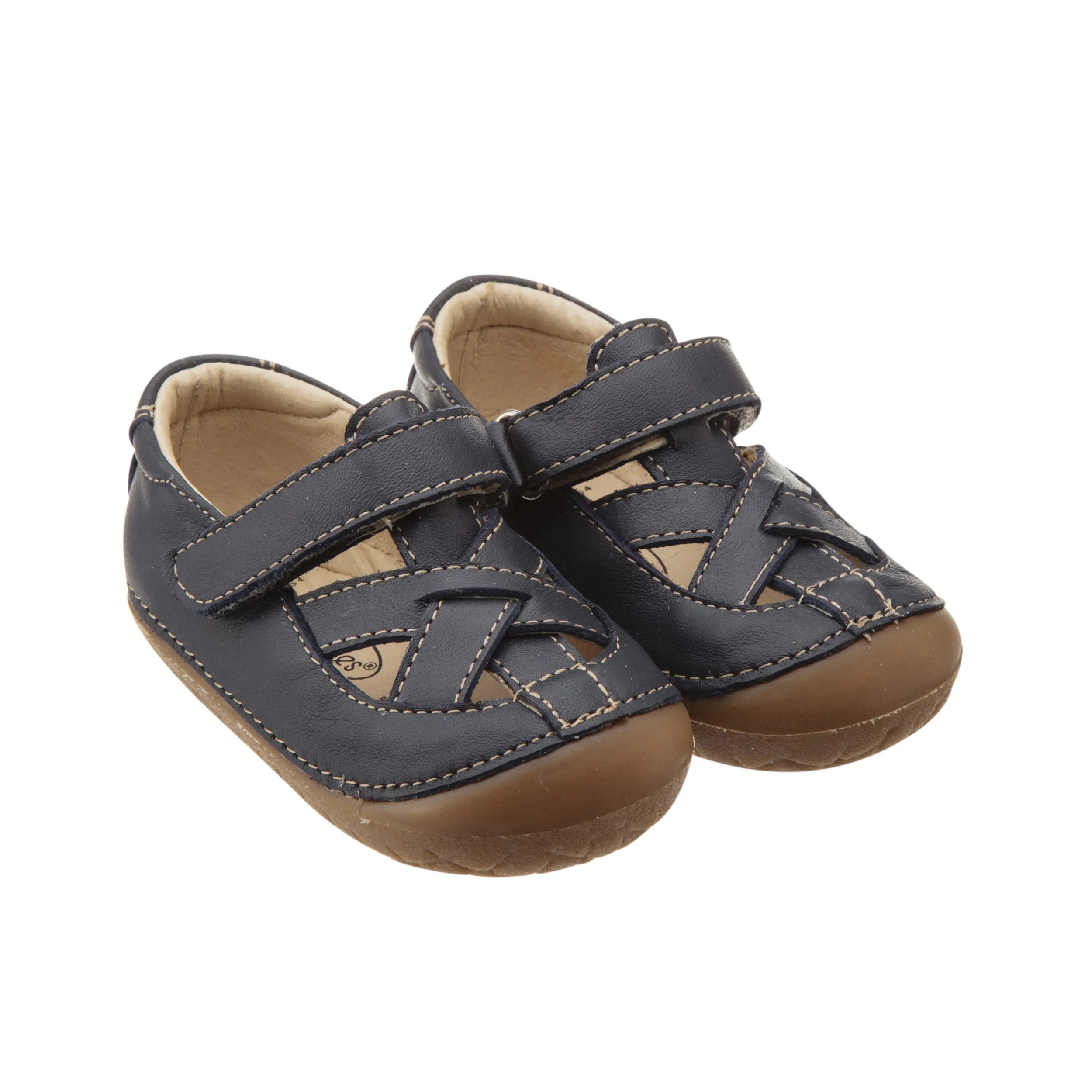 Elegant Styles Old Soles Boy's and Girl's Thread Pave Leather Shoes, Navy