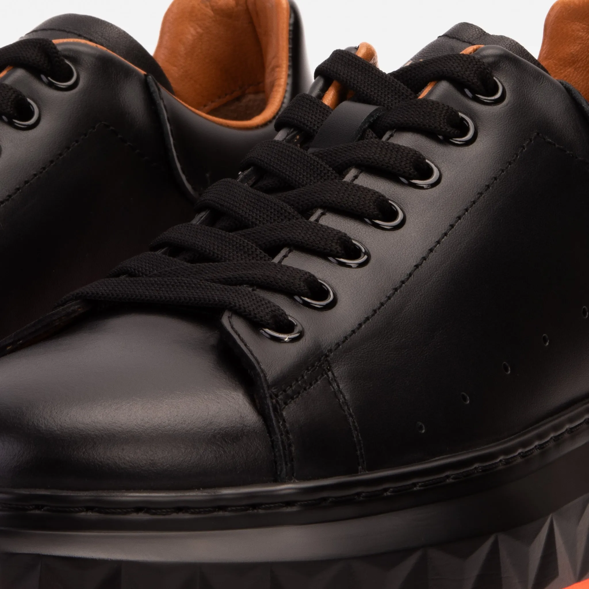 Element-Guard The Linq  Black & Orange Leather Men Sneaker