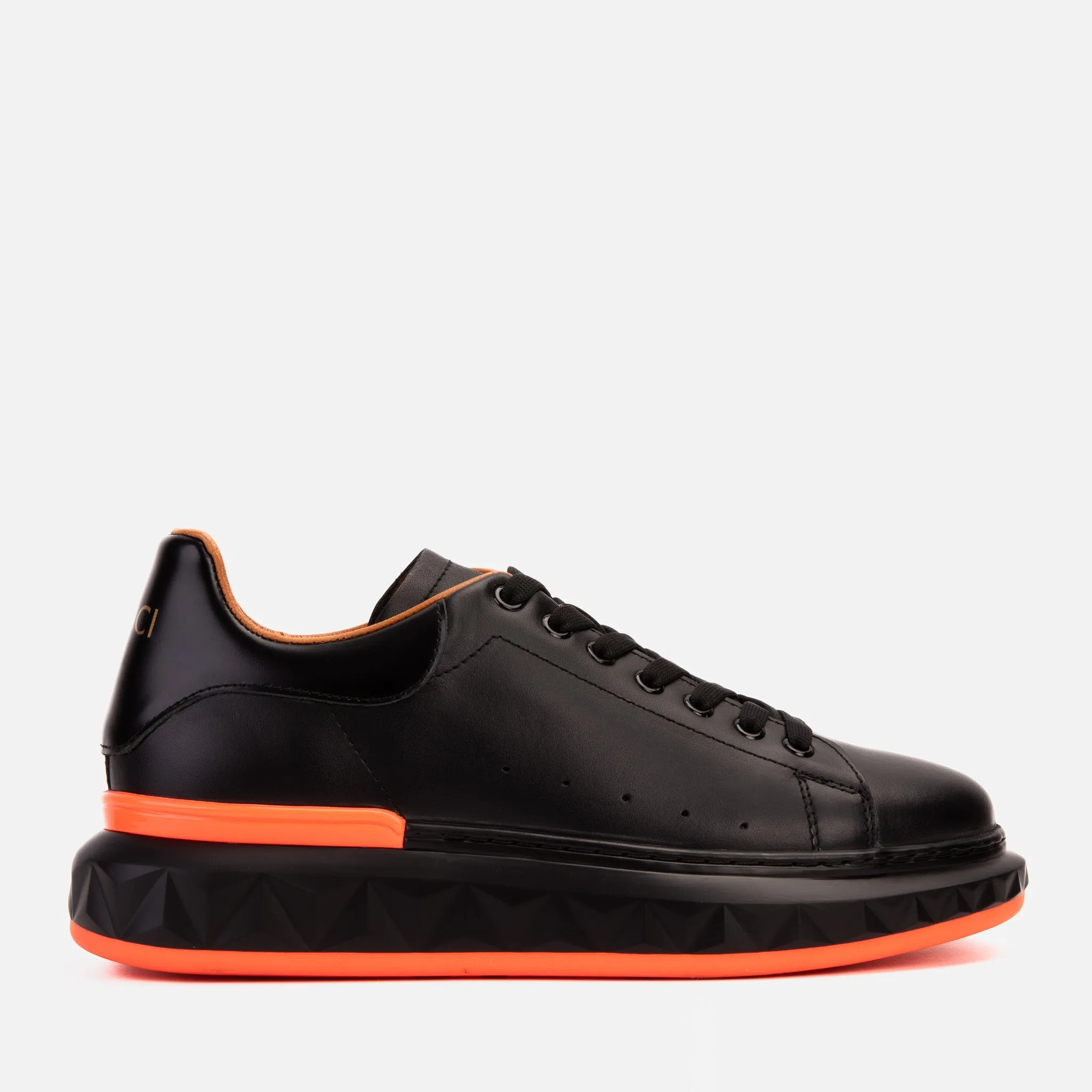 Easy Flow Wide fit The Linq  Black & Orange Leather Men Sneaker
