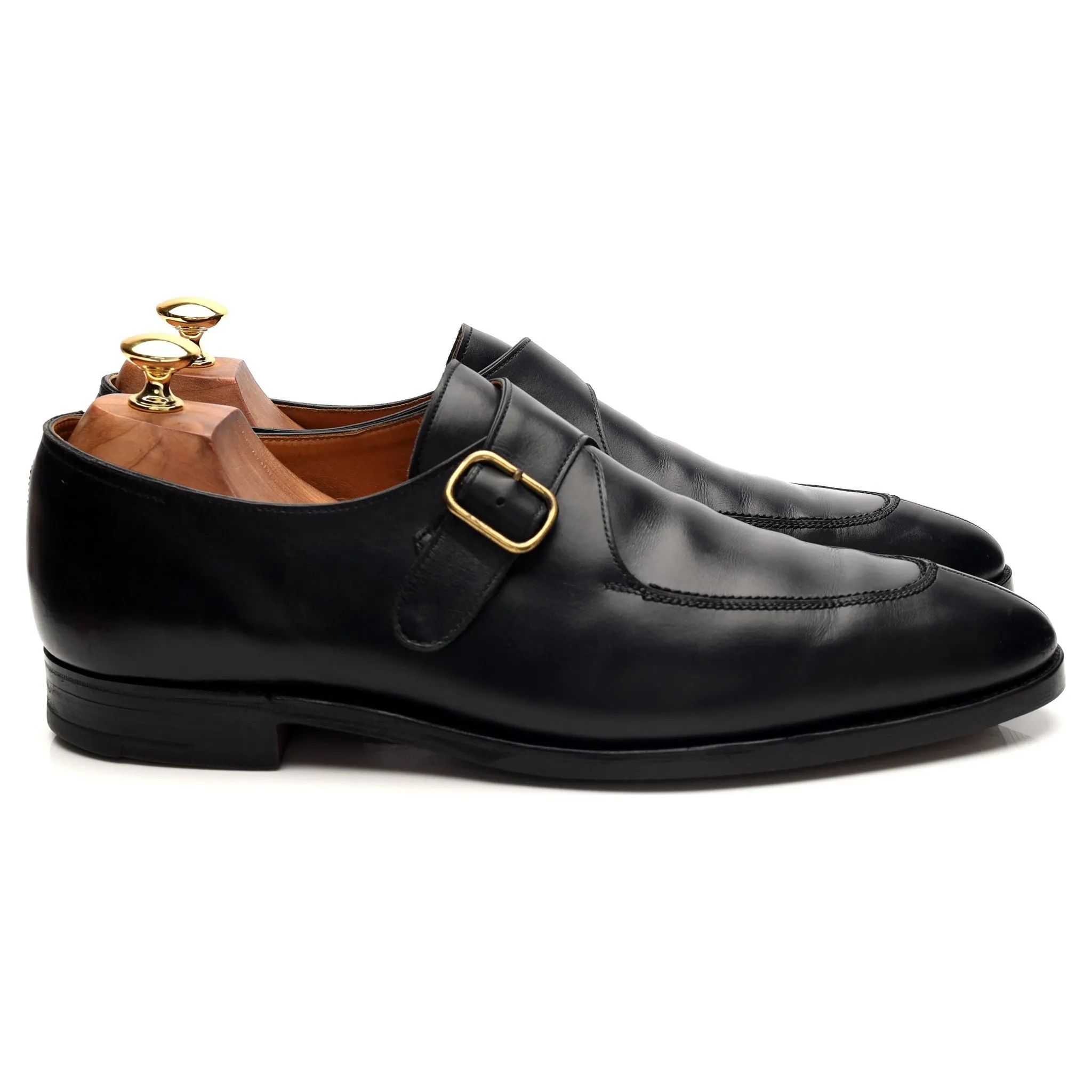 Guest Shade Patent Finish 'Osner' Black Leather Split Toe Monk Strap UK 10 E