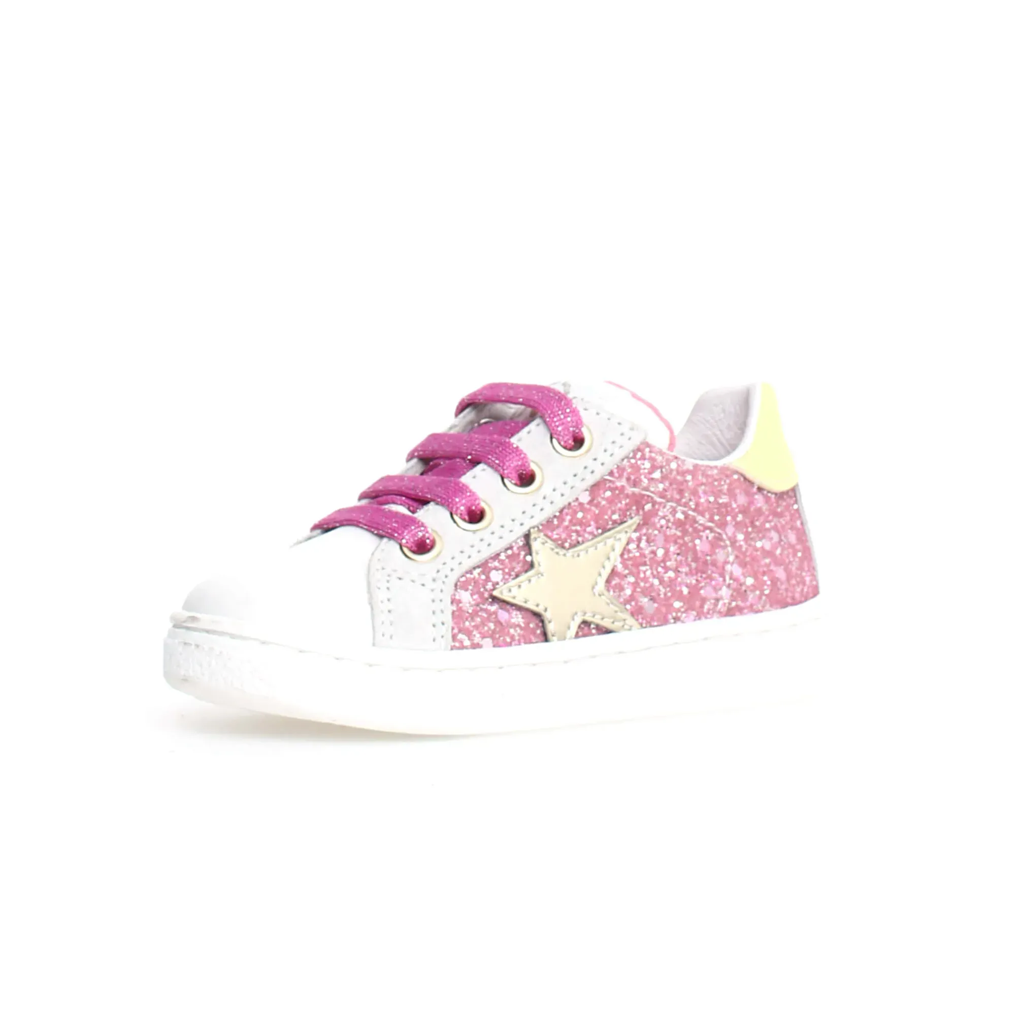 Embellished Kids Naturino Girl's Pinn Zip Casual Shoes - White/Fuchsia/Paglia