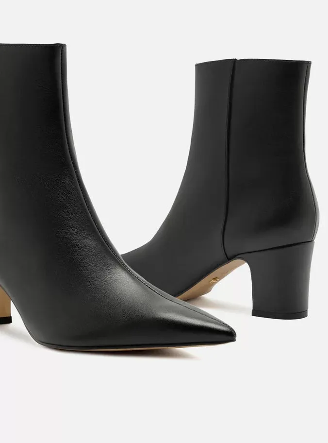 Embroidered Heels Jemma Leather Block Boot