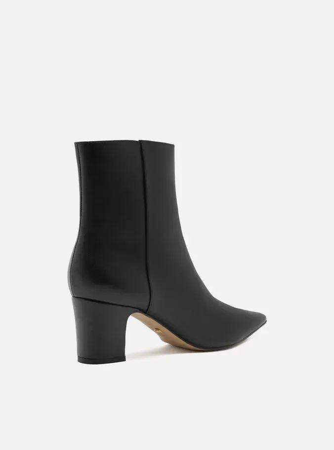 Embroidered Heels Jemma Leather Block Boot
