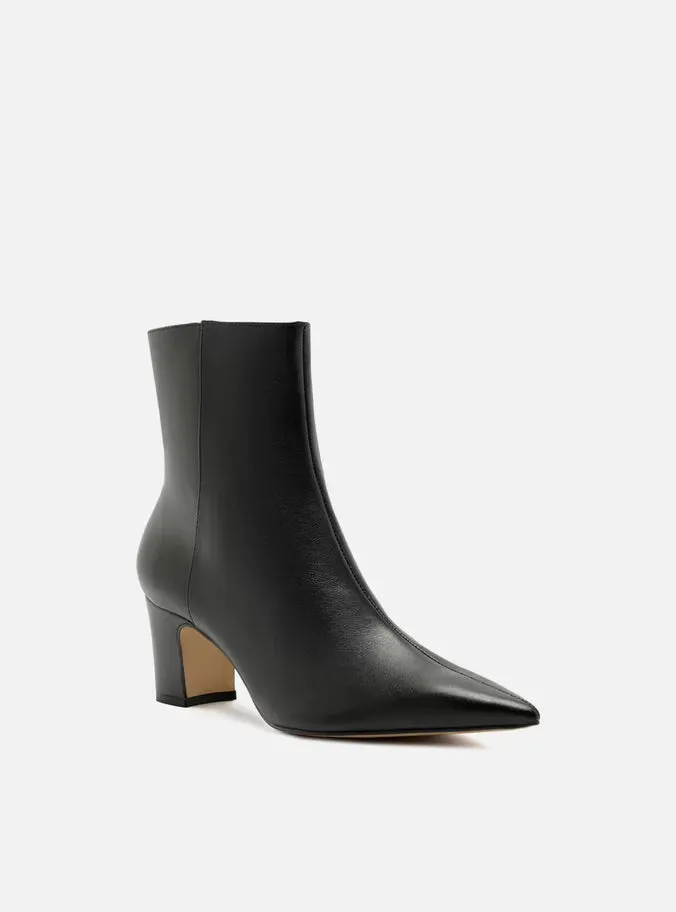 Embroidered Heels Jemma Leather Block Boot