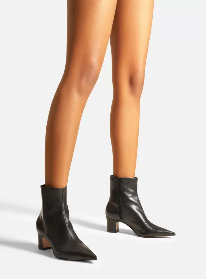 Embroidered Heels Jemma Leather Block Boot