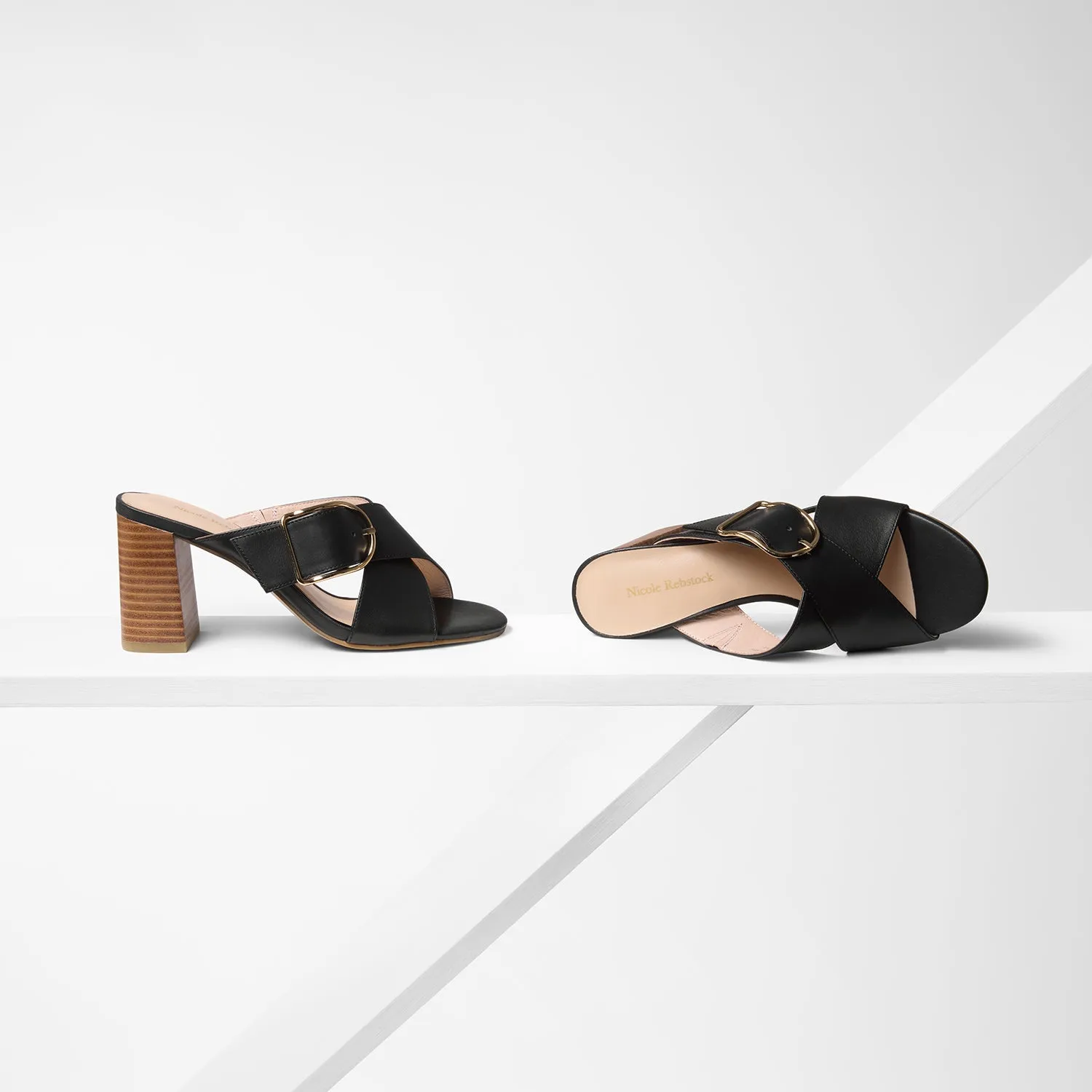 Embroidered Heels Kylie Sandal Heel | Black Leather