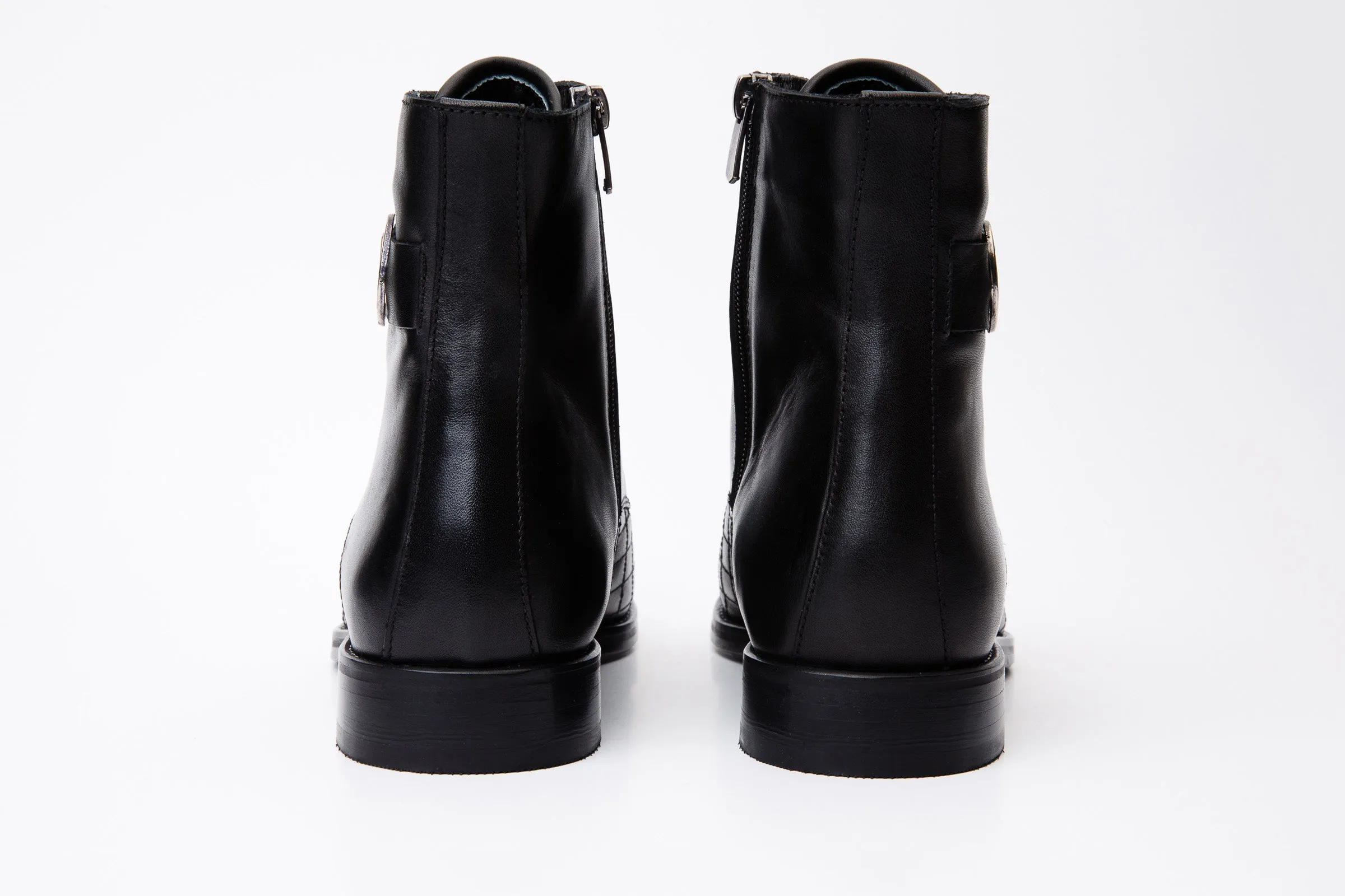 Endurance The Zeus Black Leather Lace-Up Men Boot with a Zipper